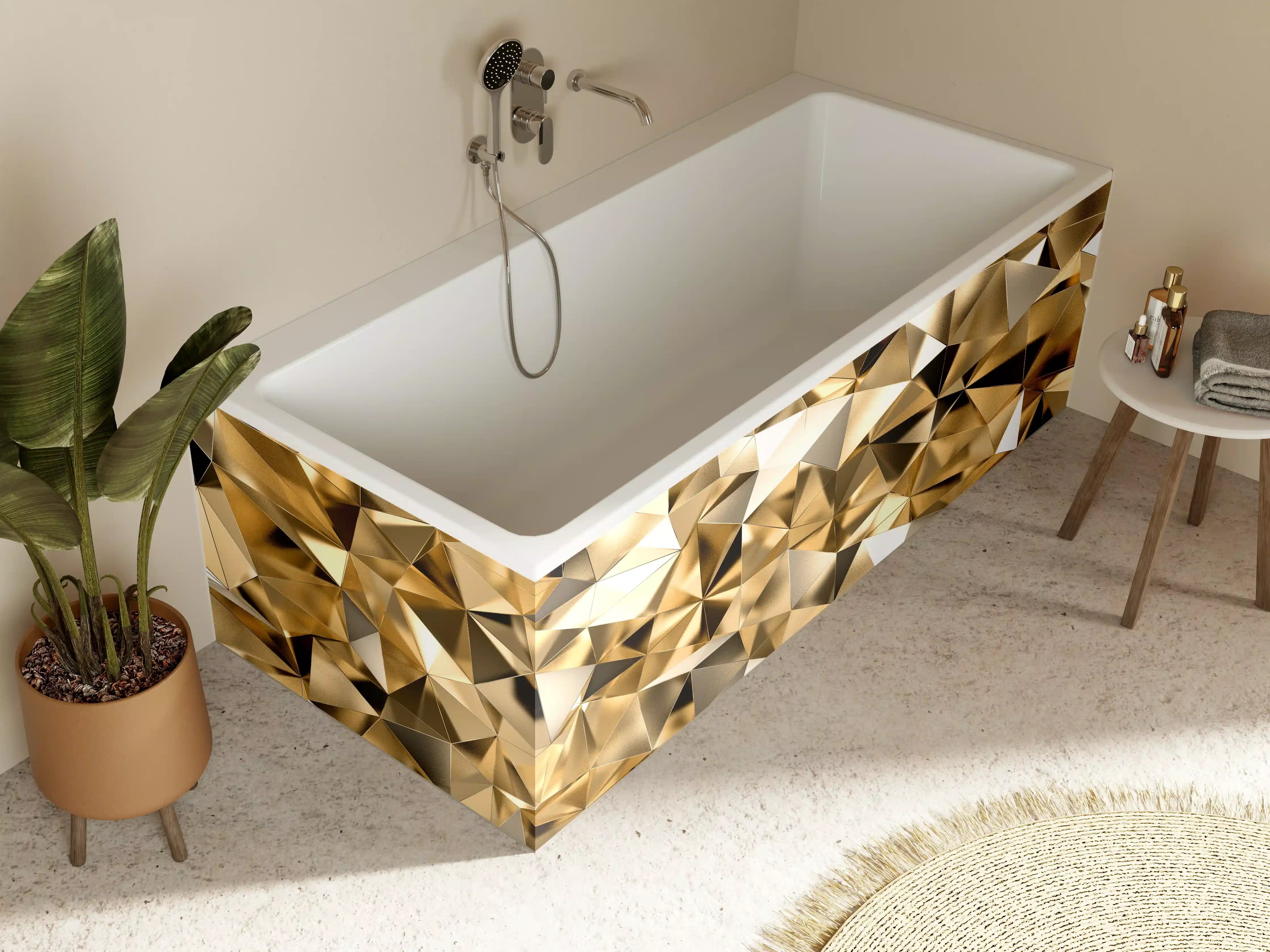 Badewannen-Rückwand - 3D Goldenes Kristall Design