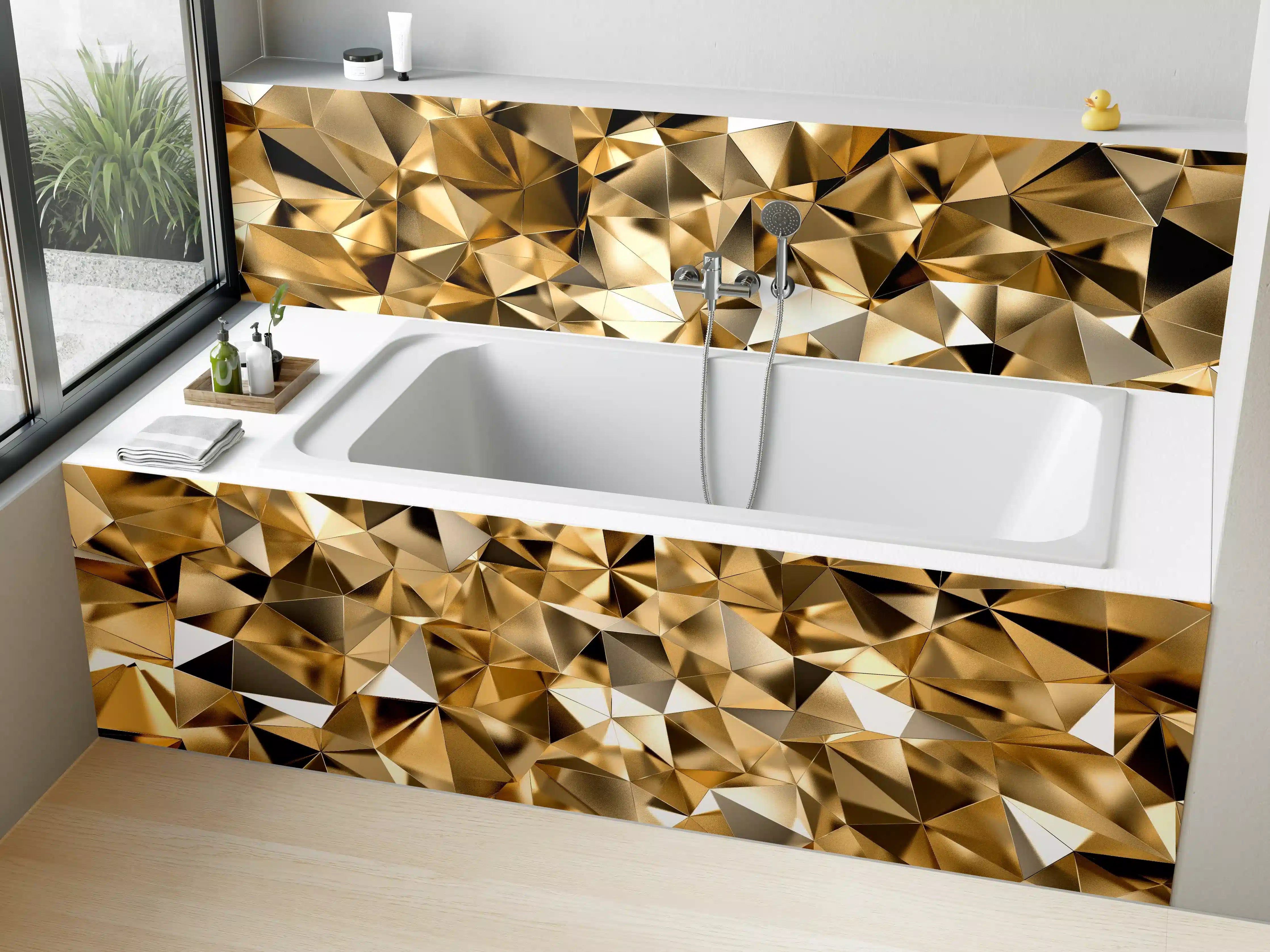 Badewannen-Rückwand - 3D Goldenes Kristall Design