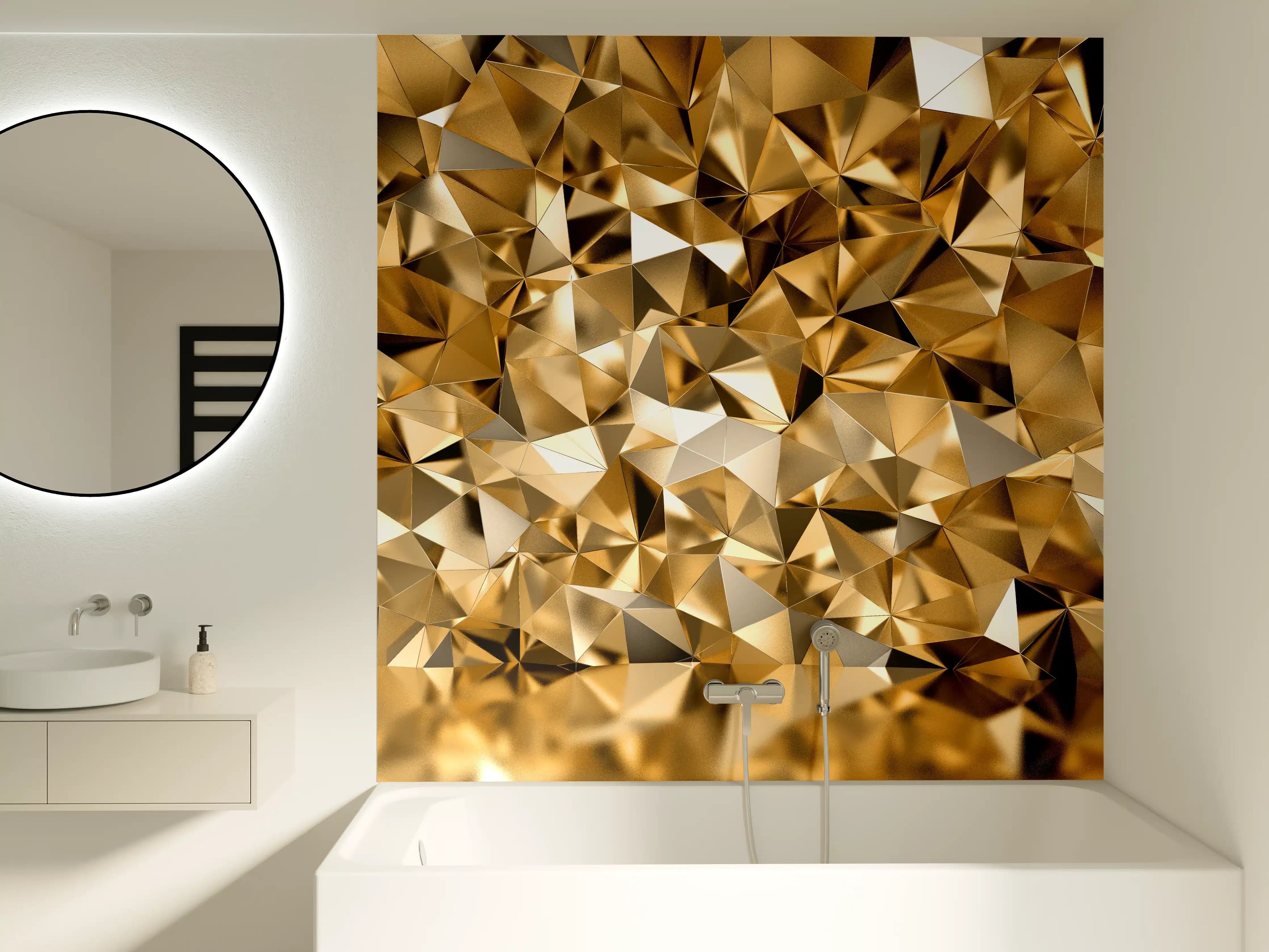 Badewannen-Rückwand - 3D Illustration - Goldenes Design