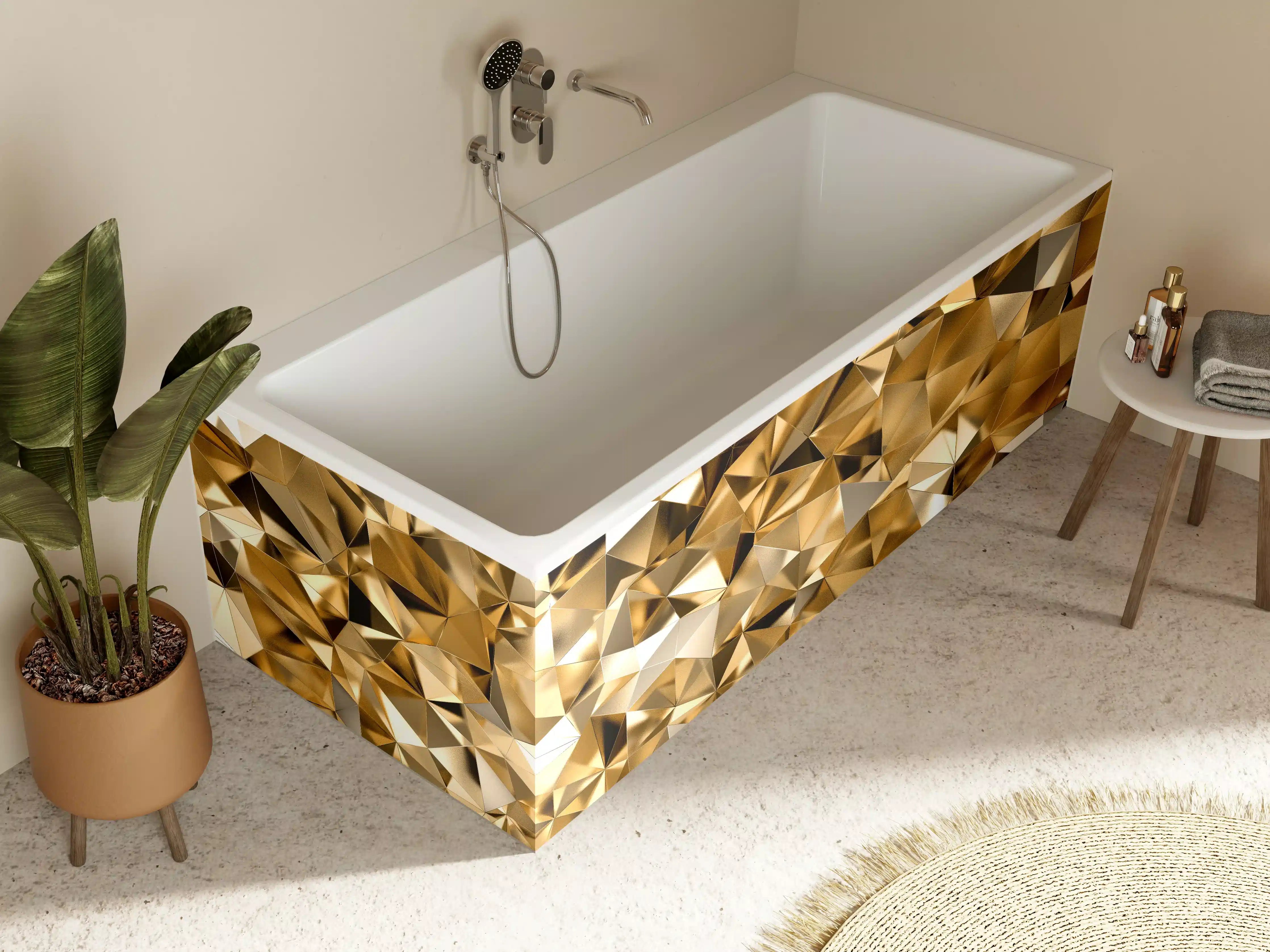 Badewannen-Rückwand - 3D Illustration - Goldenes Design
