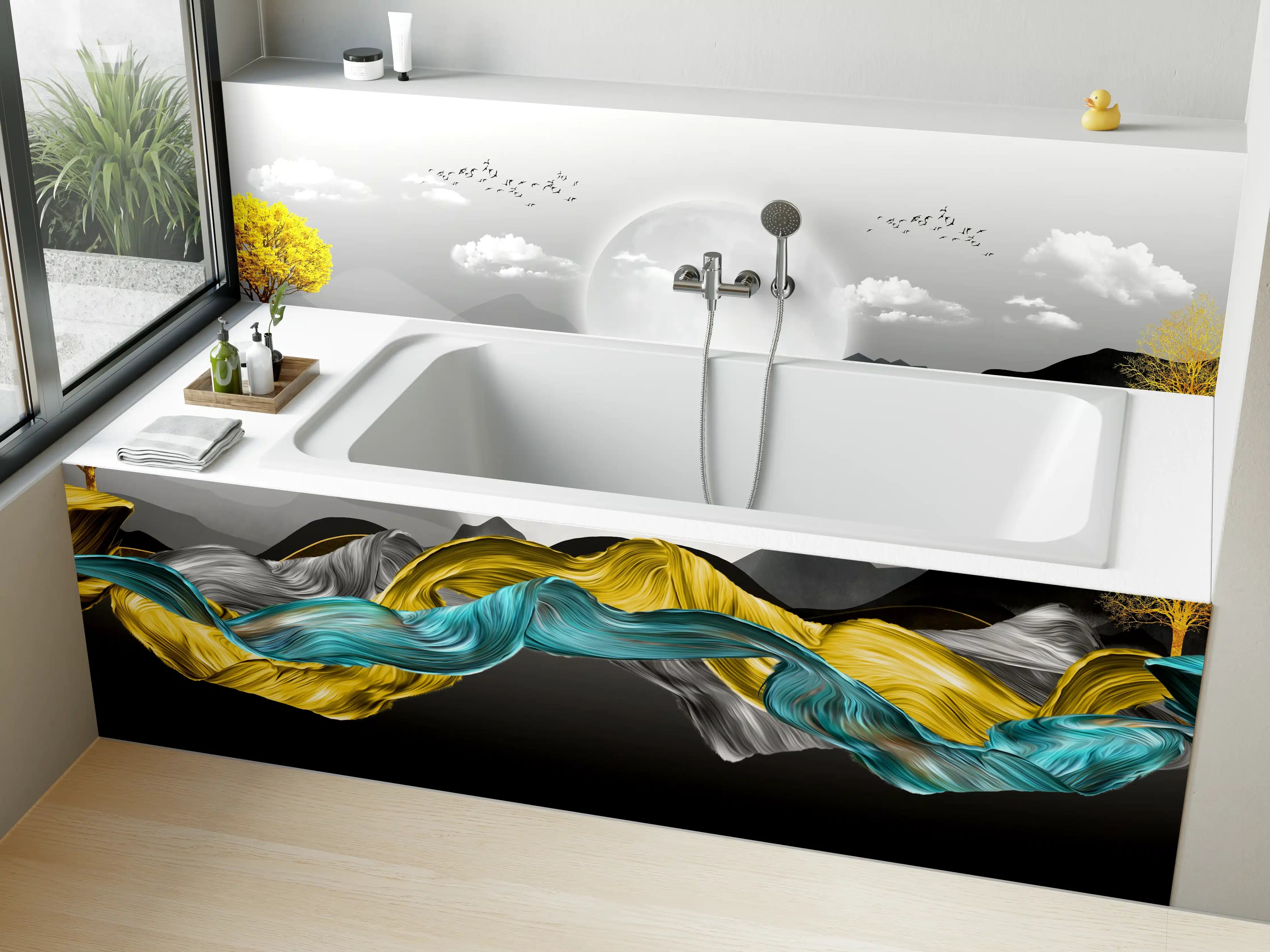 Badewannen-Rückwand - 3D Moderne Leinwand - Abstrakt