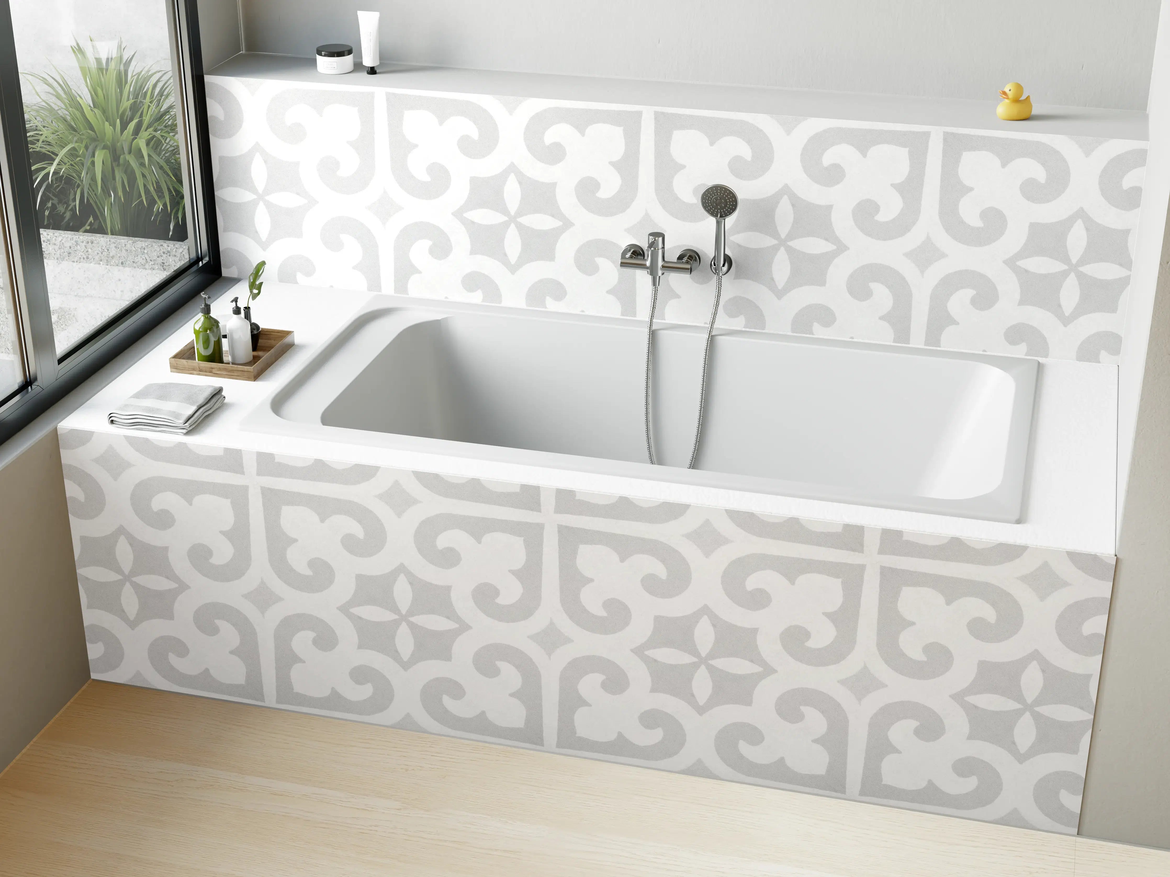 Badewannen-Rückwand - Abgenutztes Mosaik