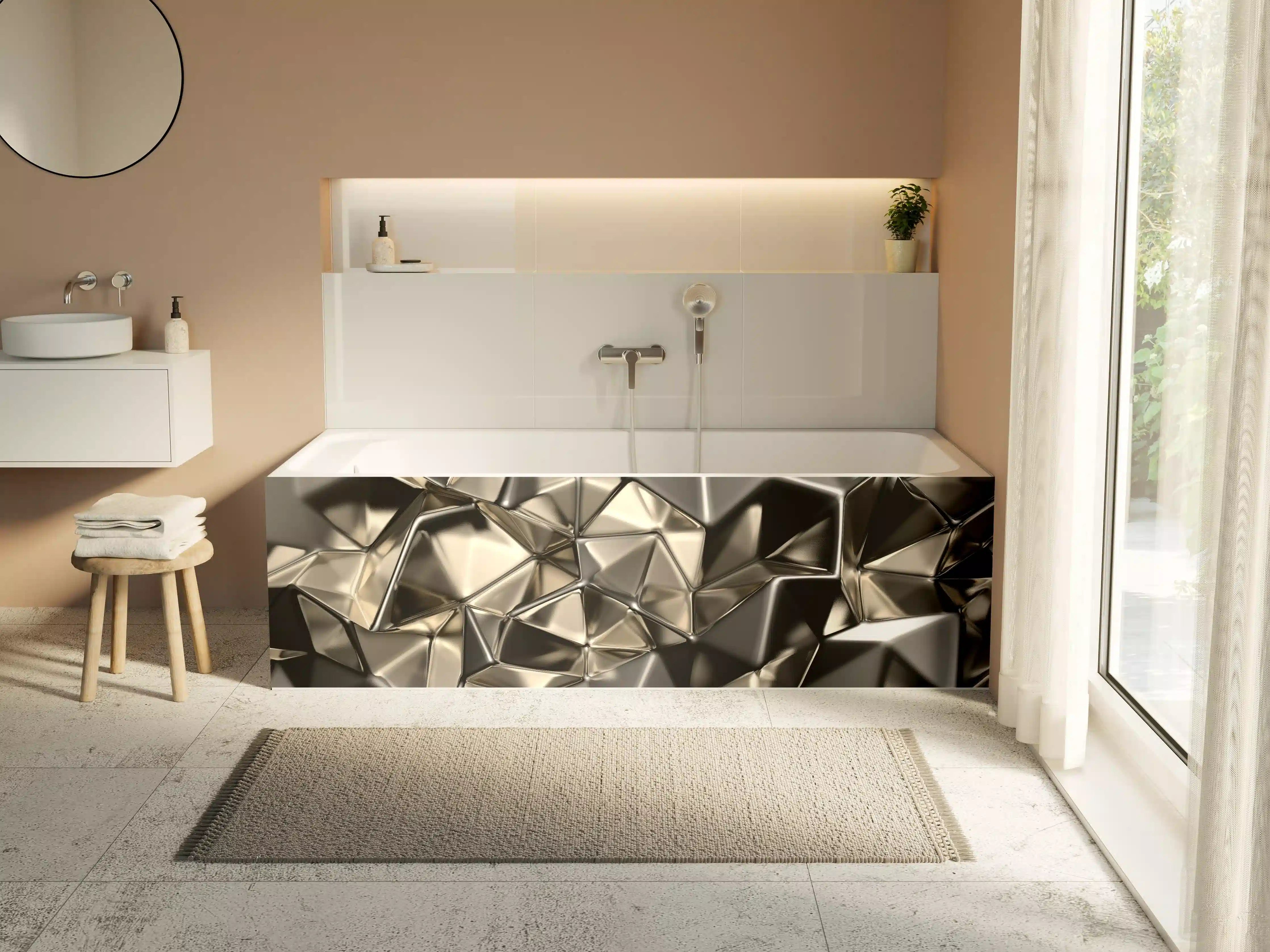 Badewannen-Rückwand - Abstract Metallic Triangle Pattern