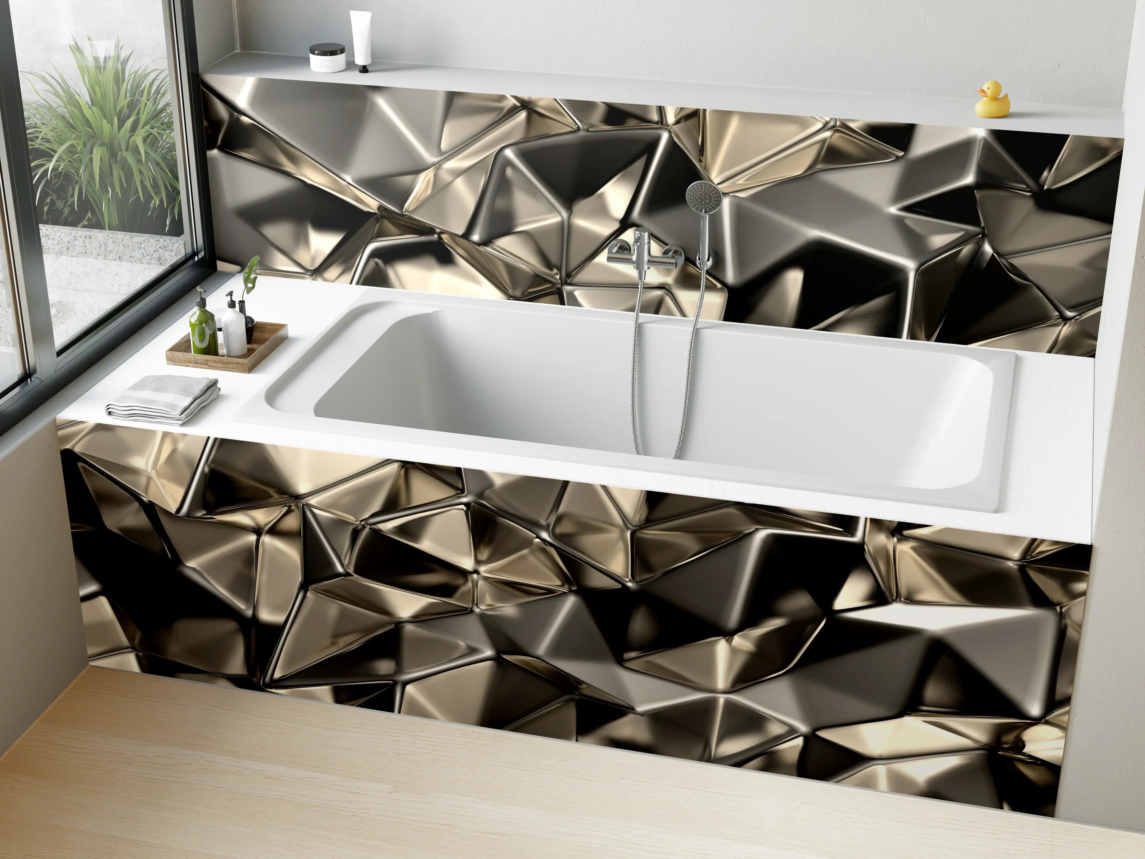 Badewannen-Rückwand - Abstract Metallic Triangle Pattern