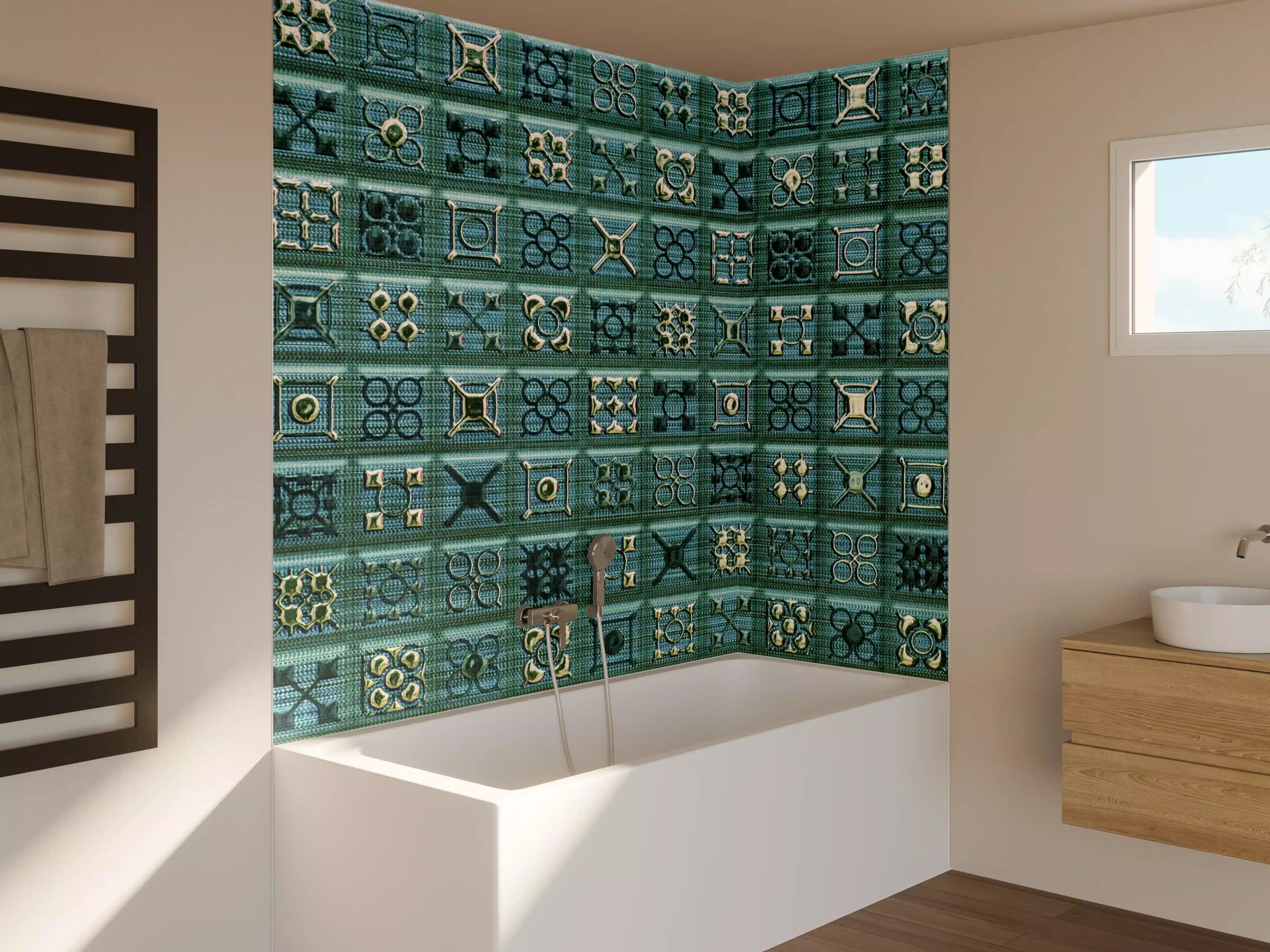 Badewannen-Rückwand - Abstract Mosaik Fliesenmuster
