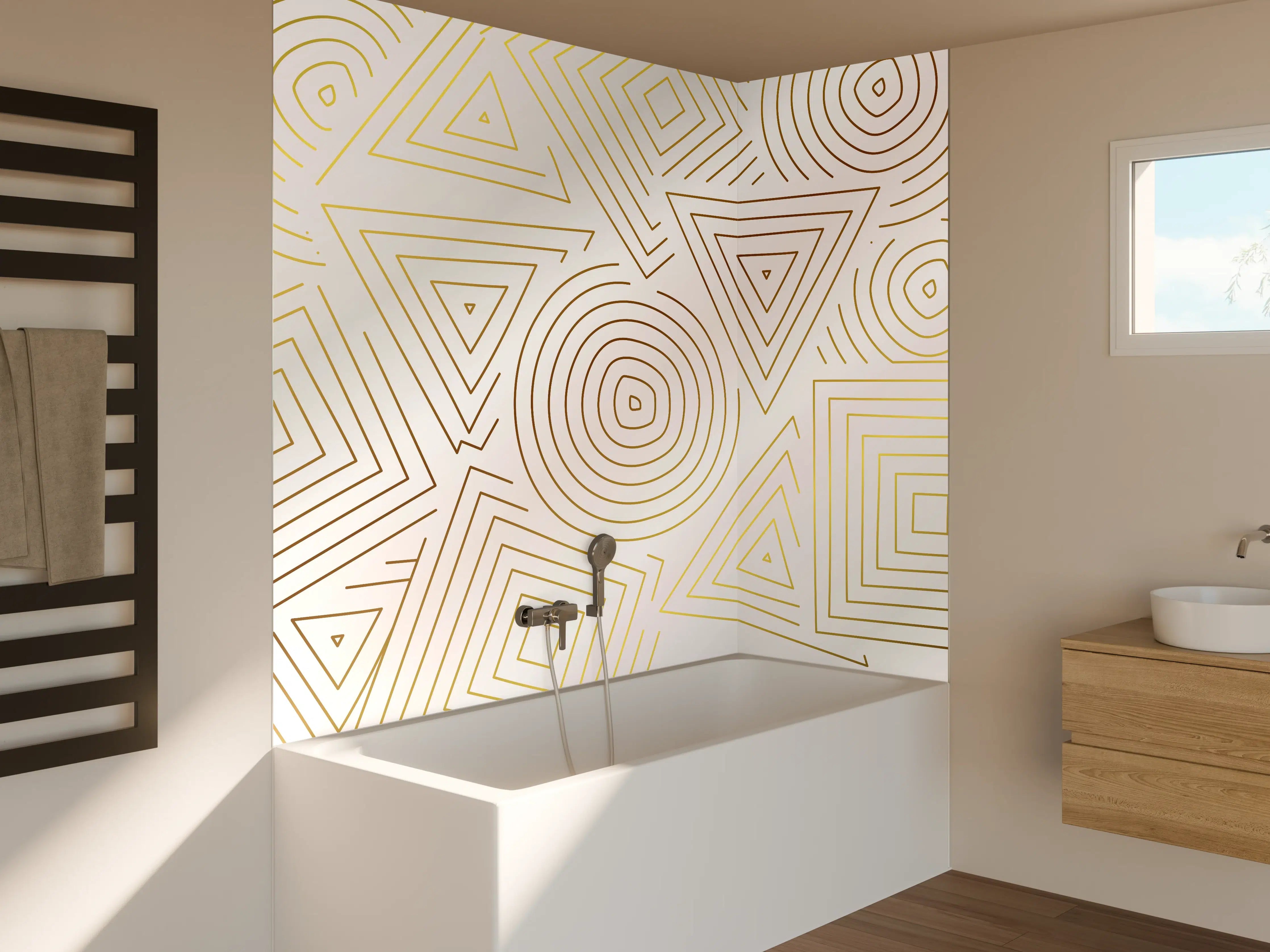 Badewannen-Rückwand - Abstrakt Geometrische Linien Kunst