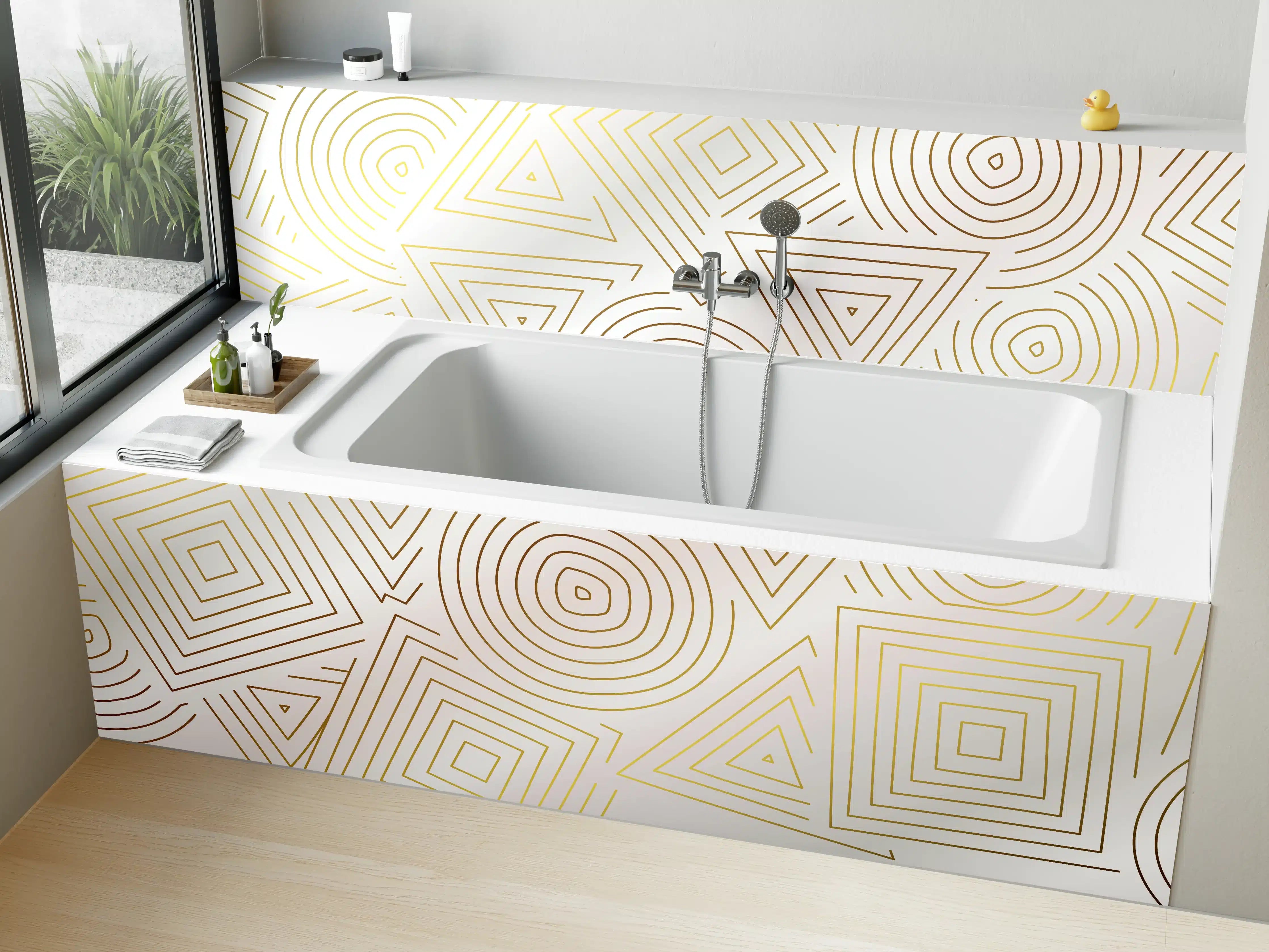 Badewannen-Rückwand - Abstrakt Geometrische Linien Kunst