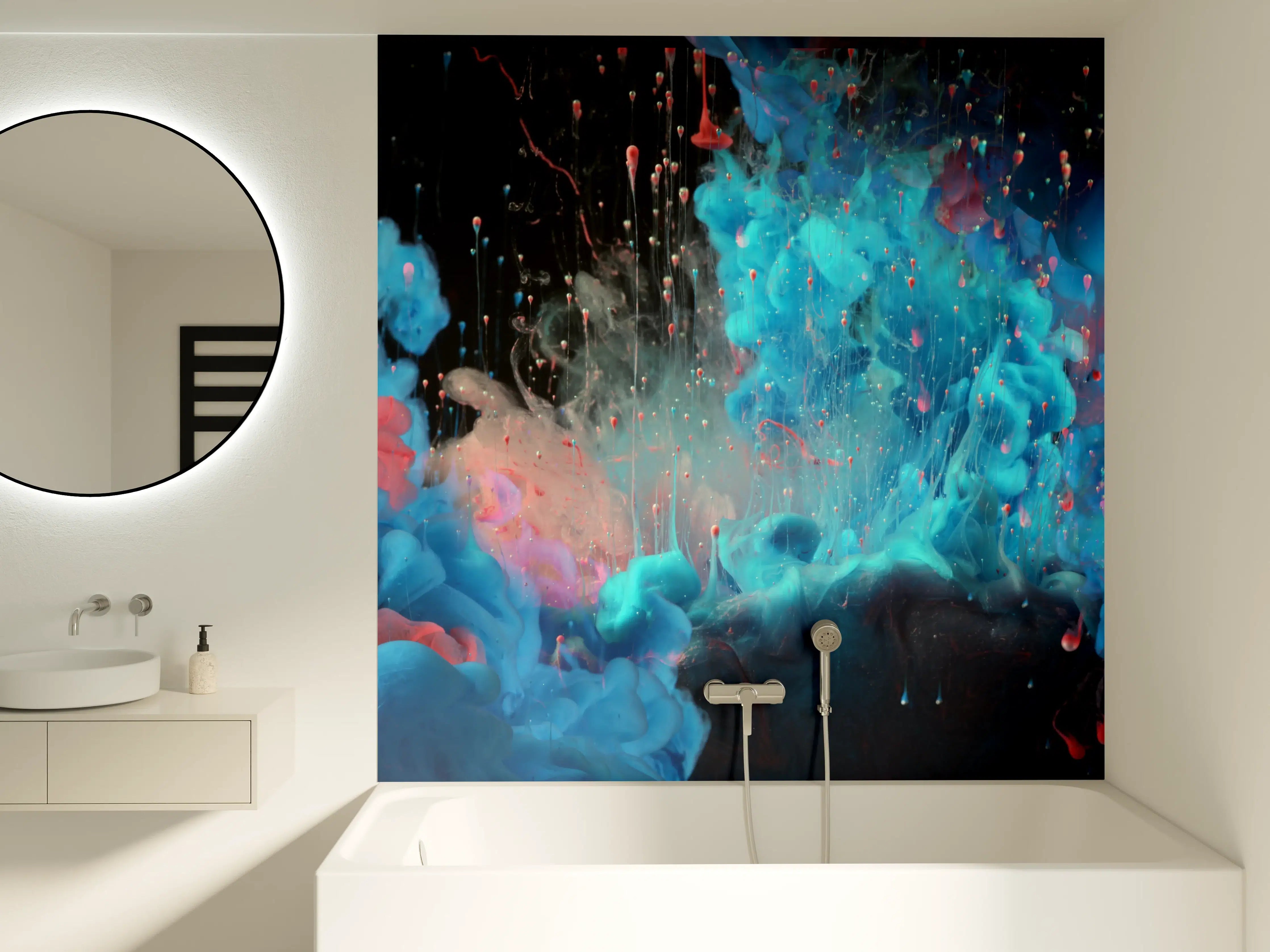 Badewannen-Rückwand - Abstrakte Acryl-Farbexplosion