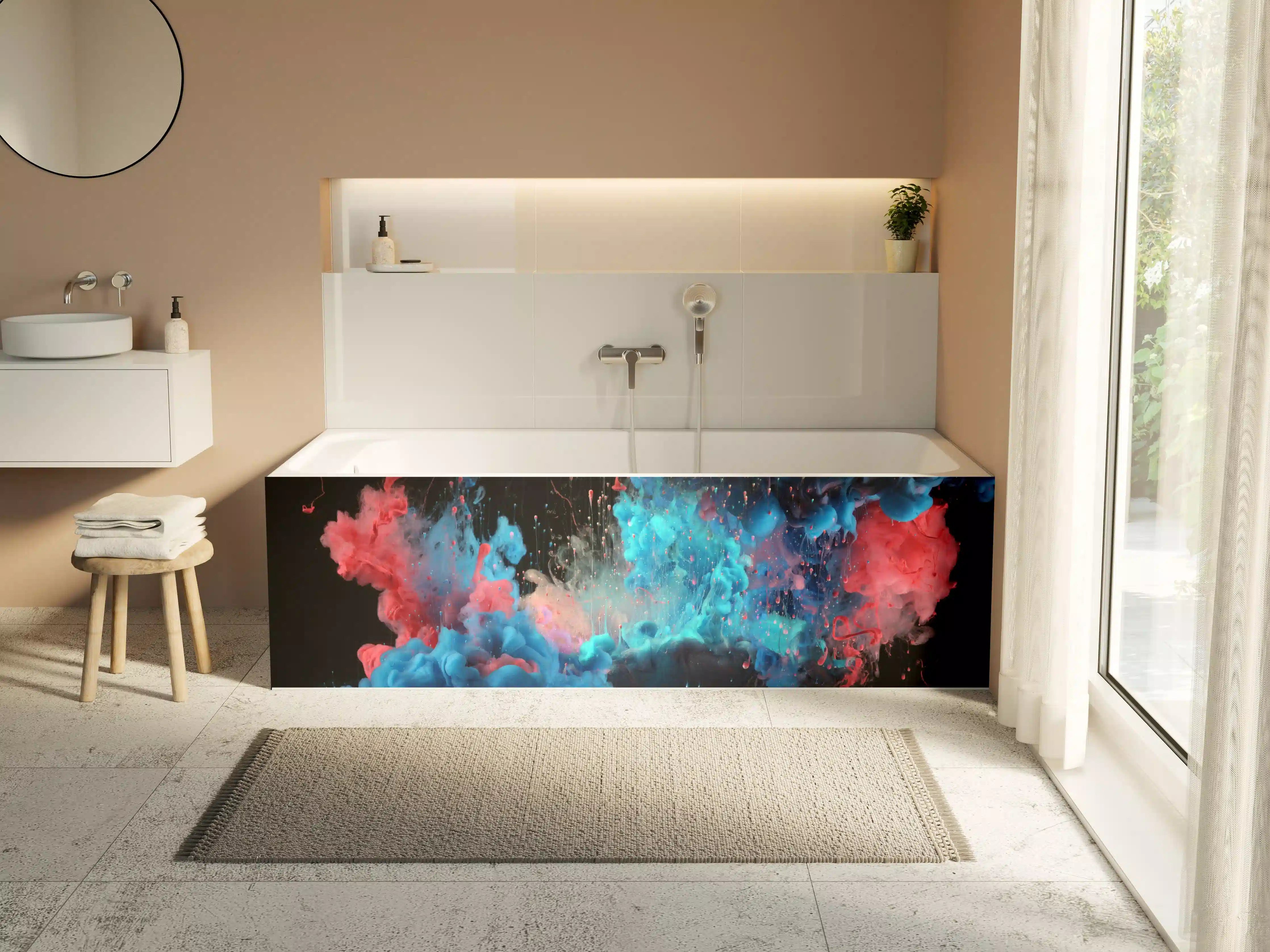 Badewannen-Rückwand - Abstrakte Acryl-Farbexplosion