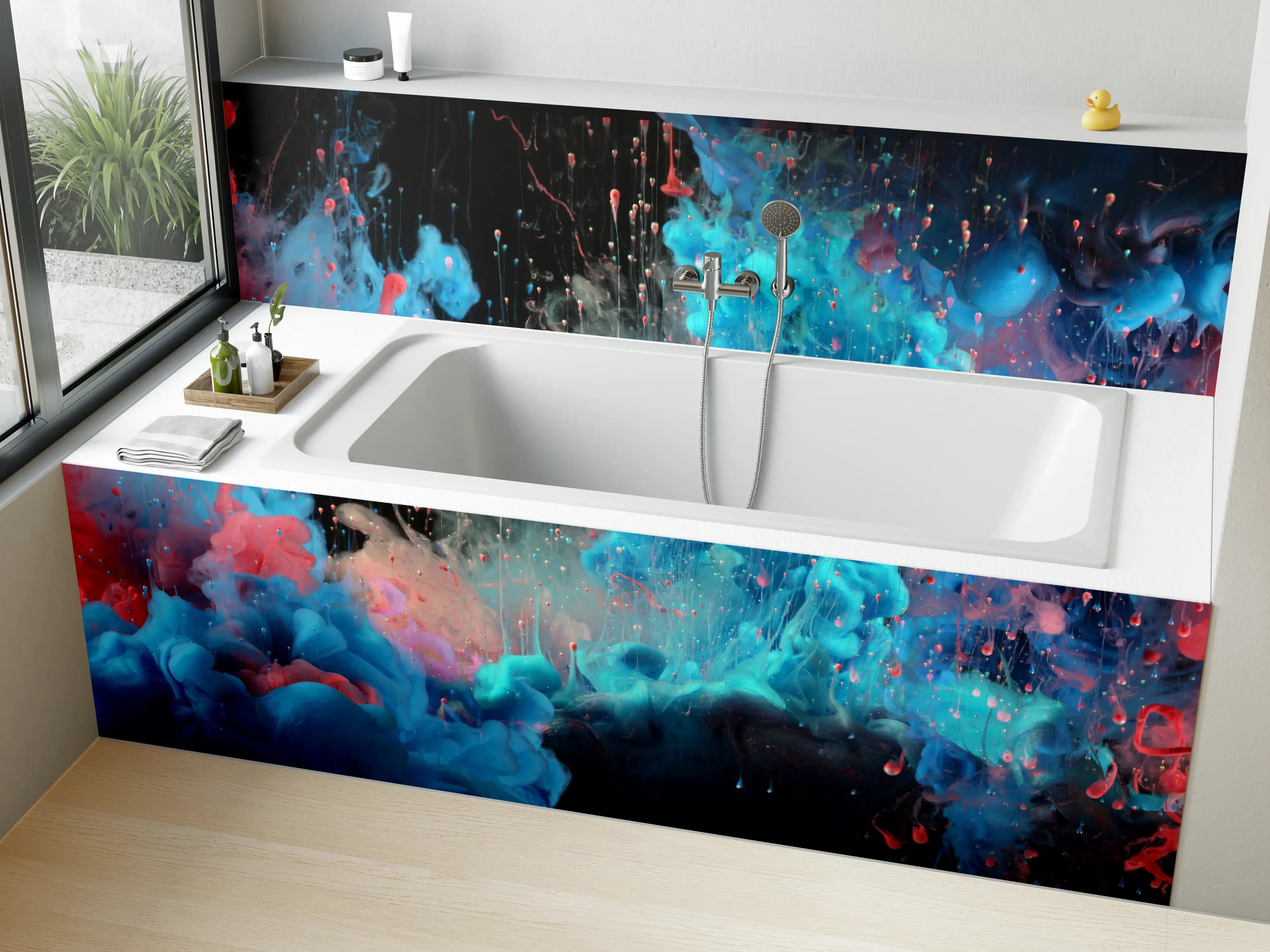 Badewannen-Rückwand - Abstrakte Acryl-Farbexplosion