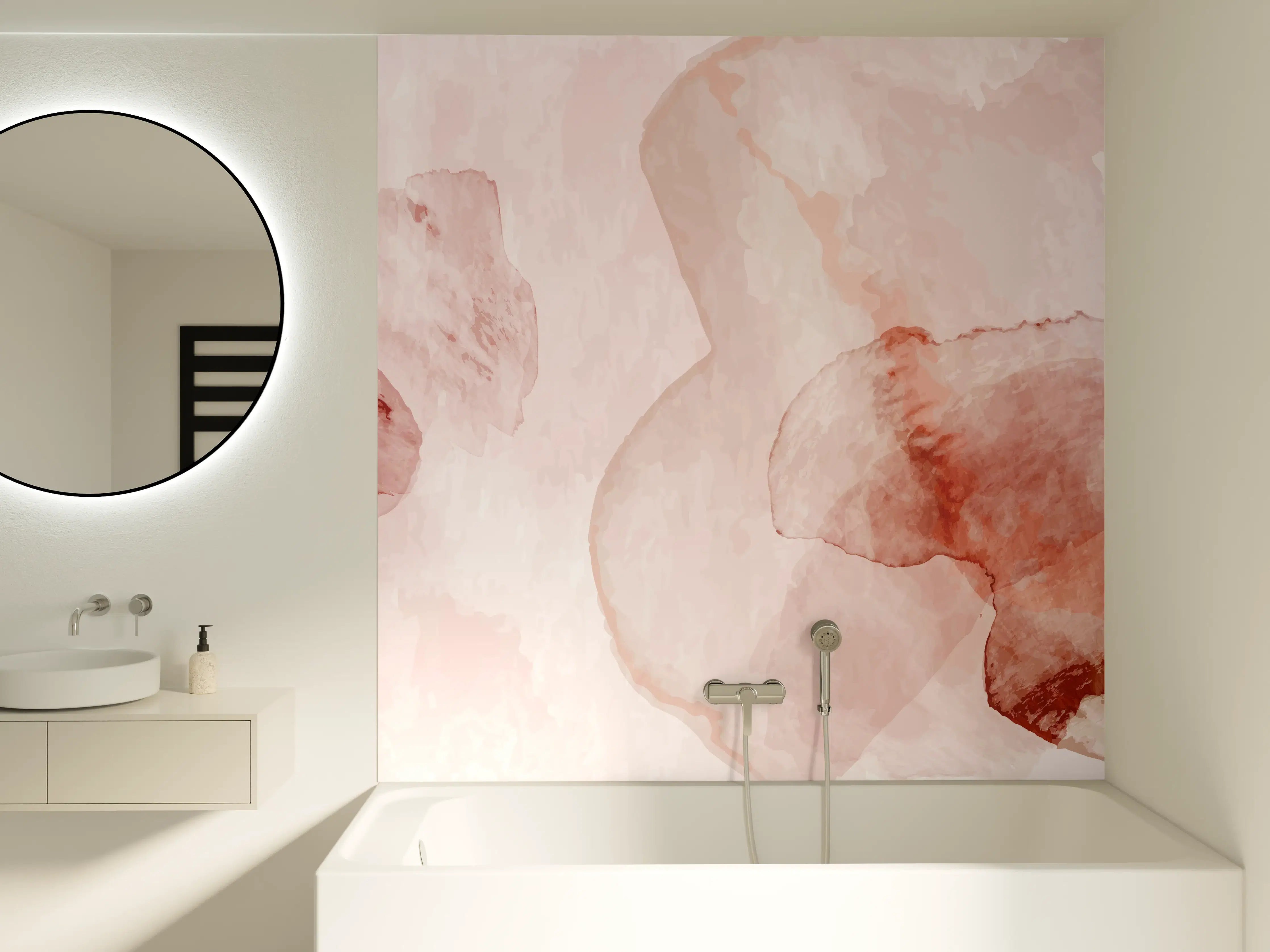 Badewannen-Rückwand - Abstrakte Aquarell Rosa Töne