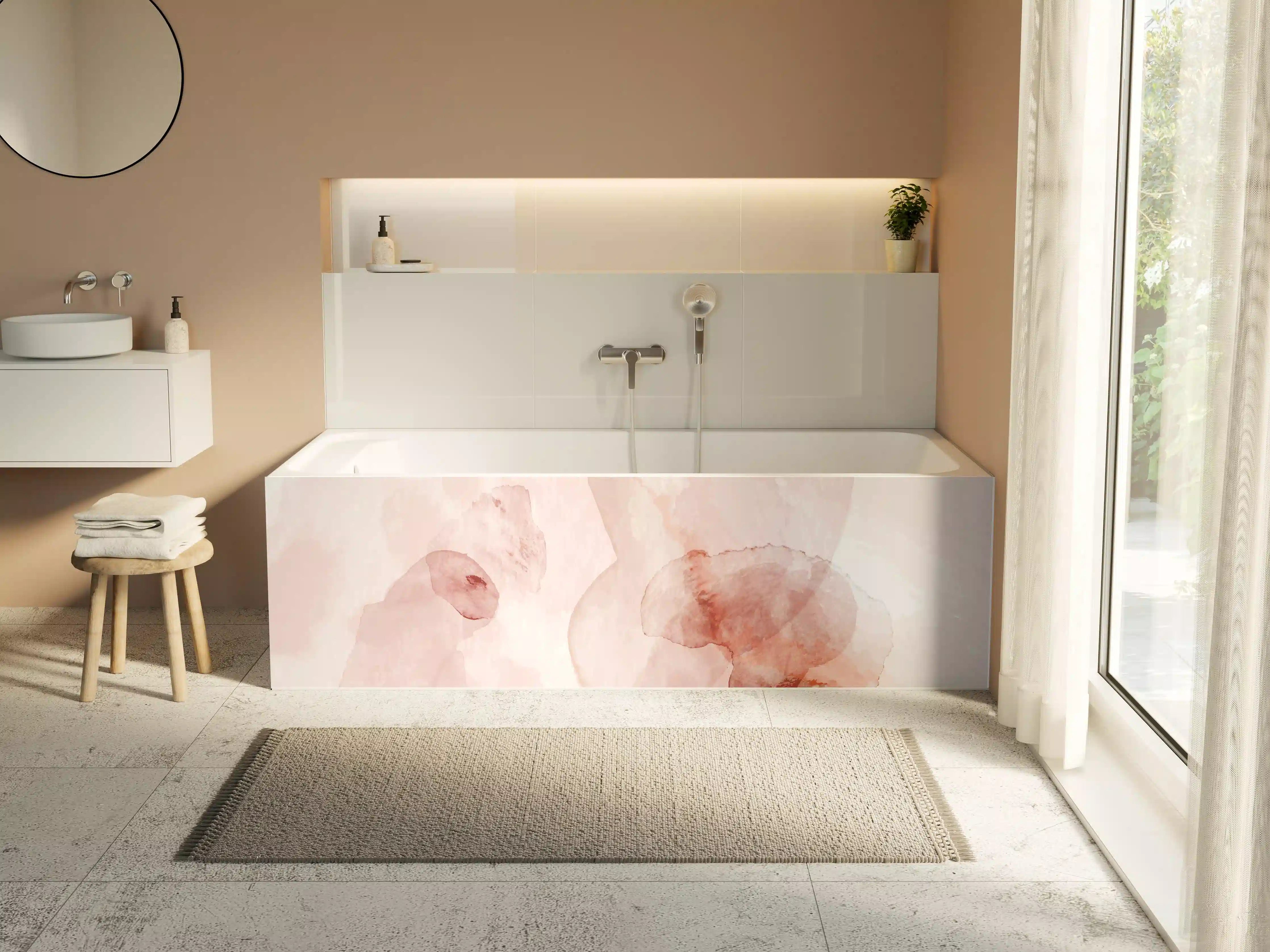 Badewannen-Rückwand - Abstrakte Aquarell Rosa Töne