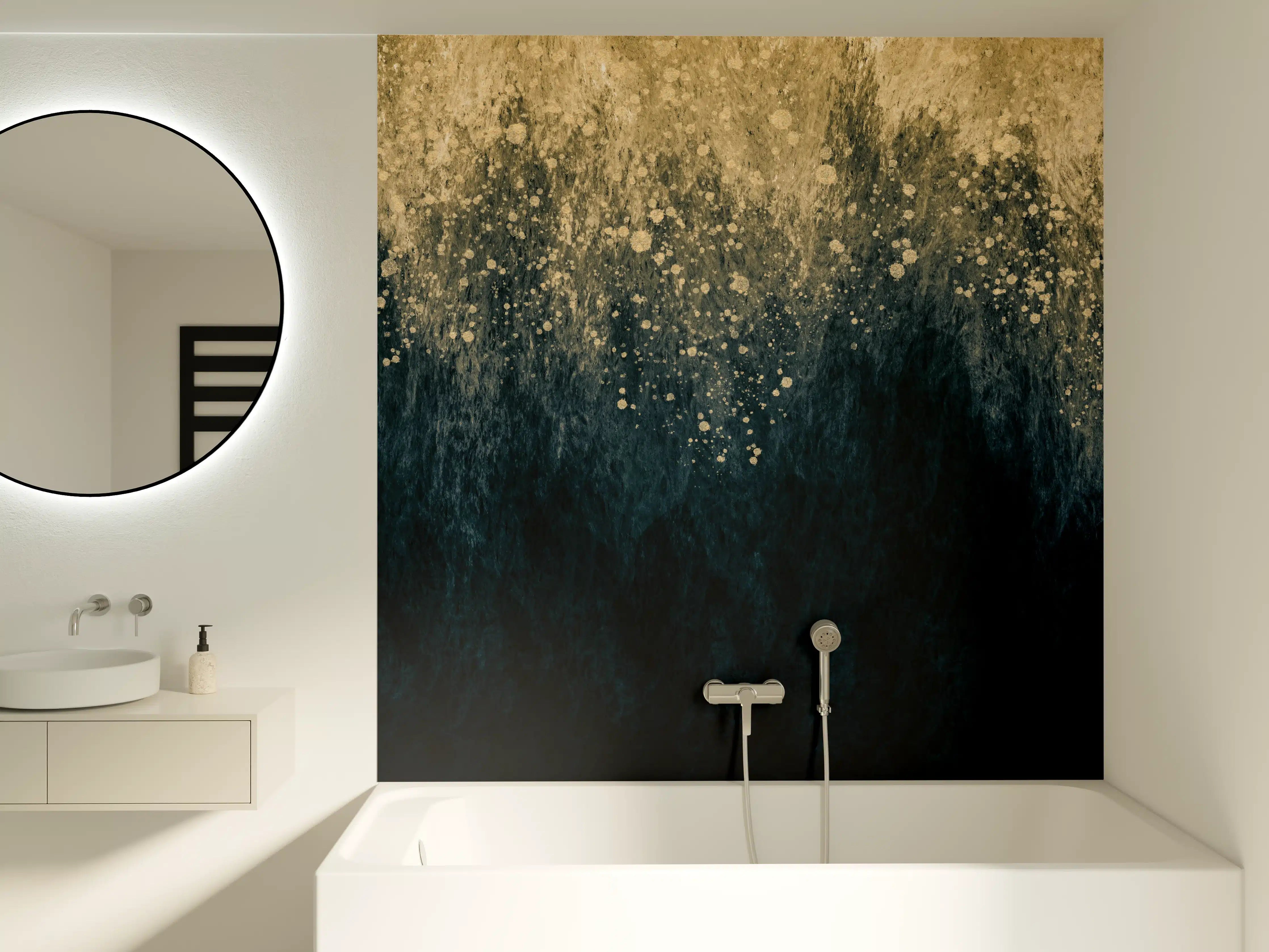 Badewannen-Rückwand - Abstrakte Aquarellkunst - Vintage