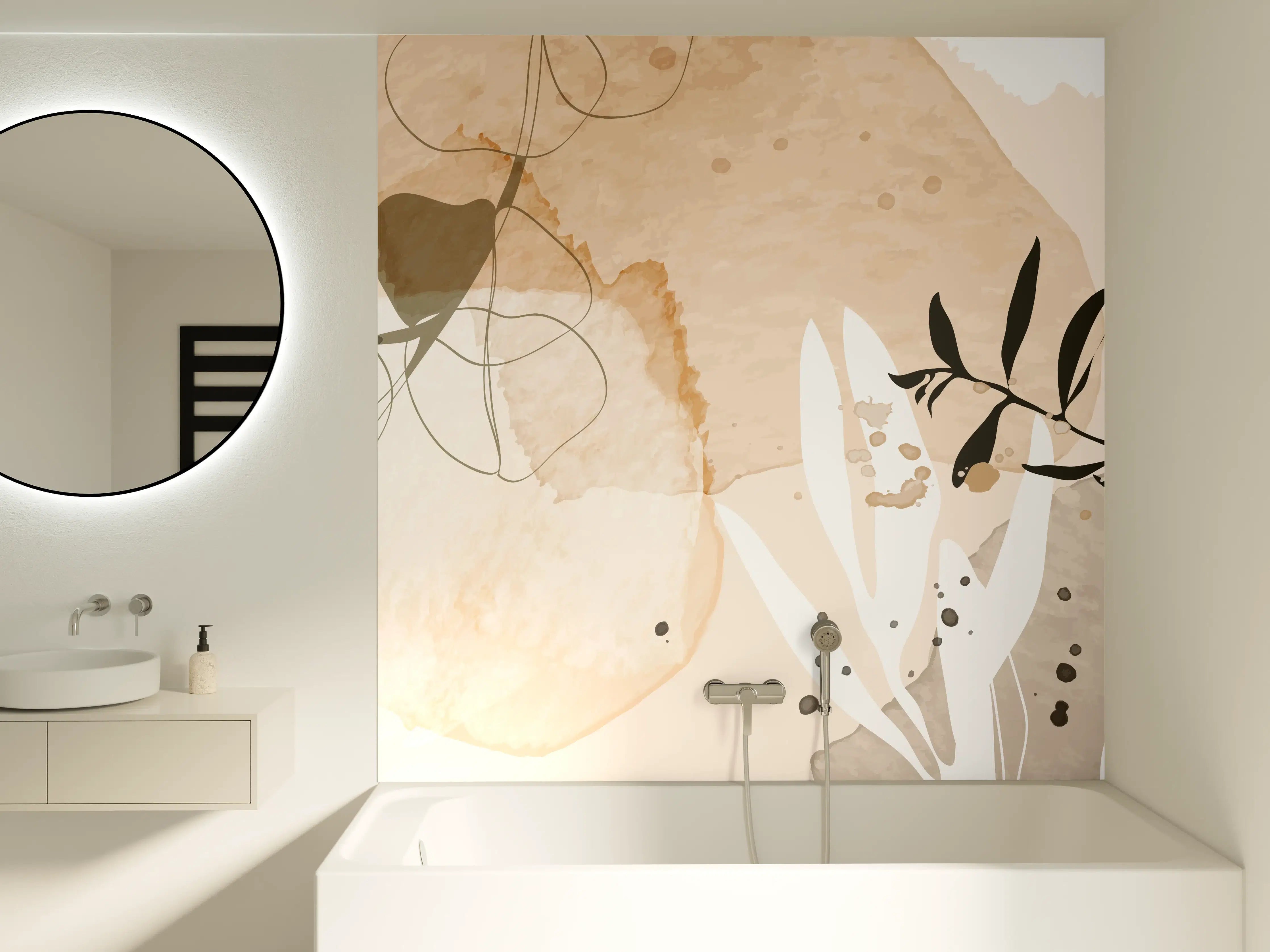 Badewannen-Rückwand - Abstrakte Beige-Töne Kunst