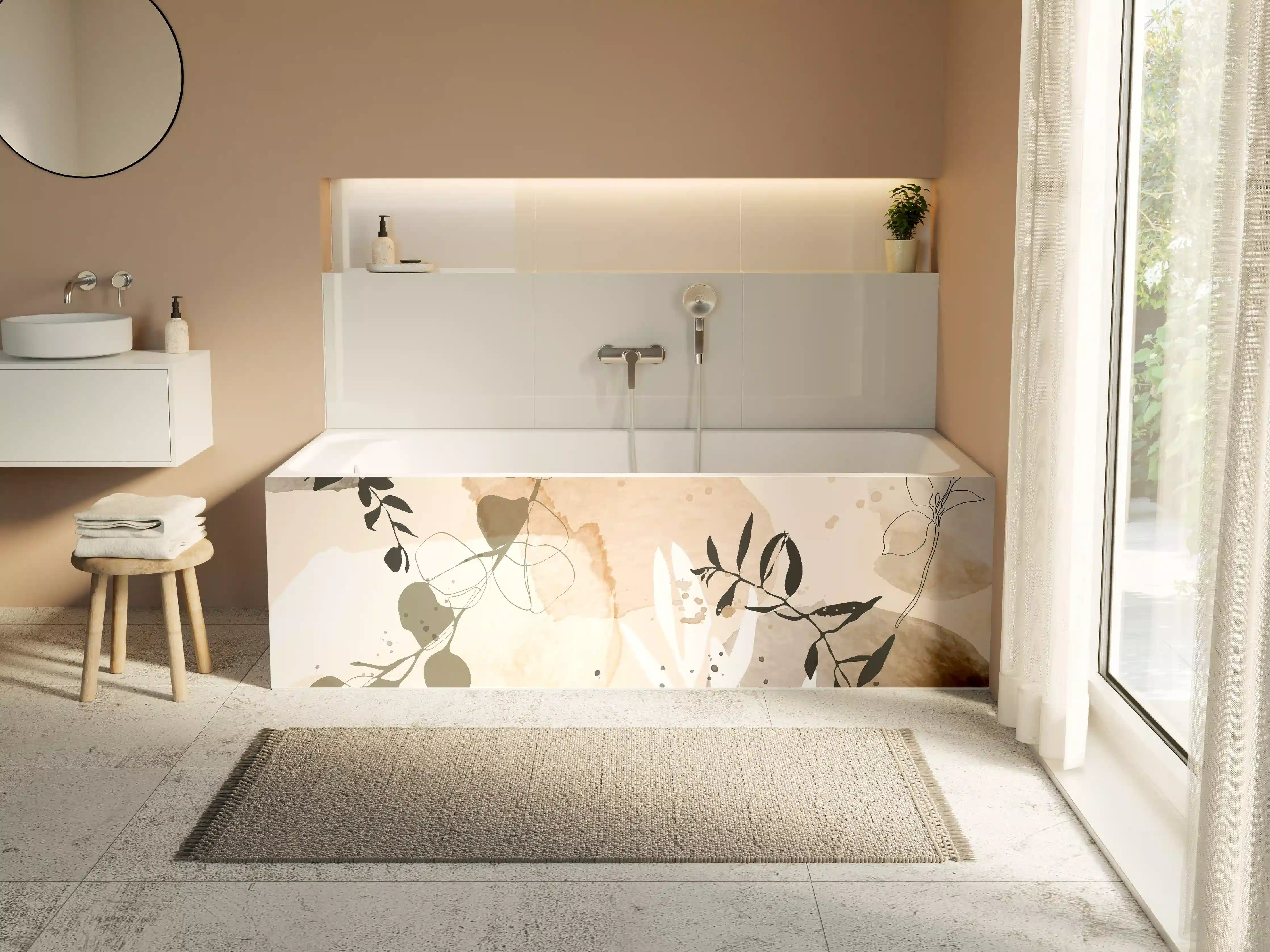 Badewannen-Rückwand - Abstrakte Beige-Töne Kunst
