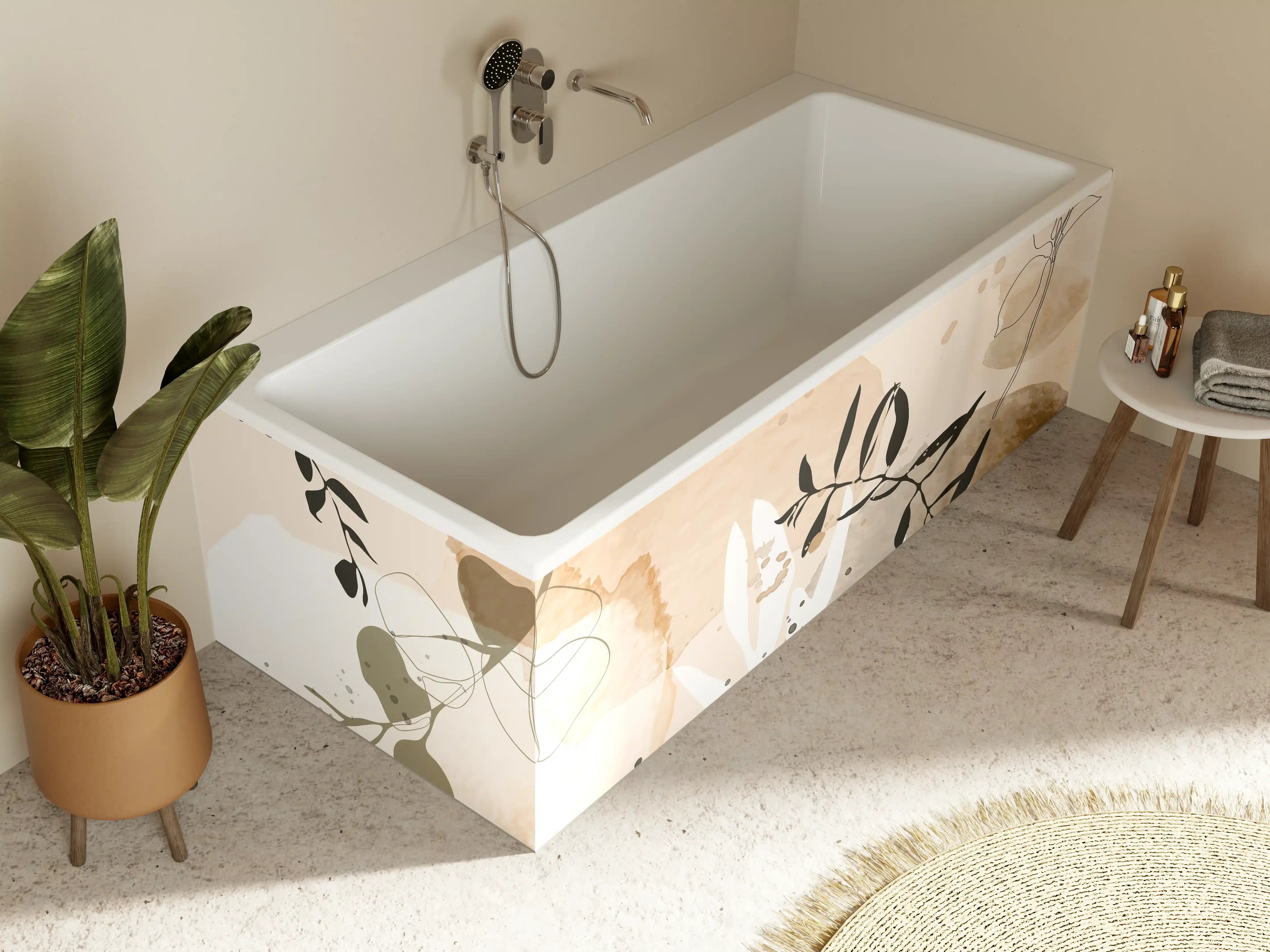 Badewannen-Rückwand - Abstrakte Beige-Töne Kunst