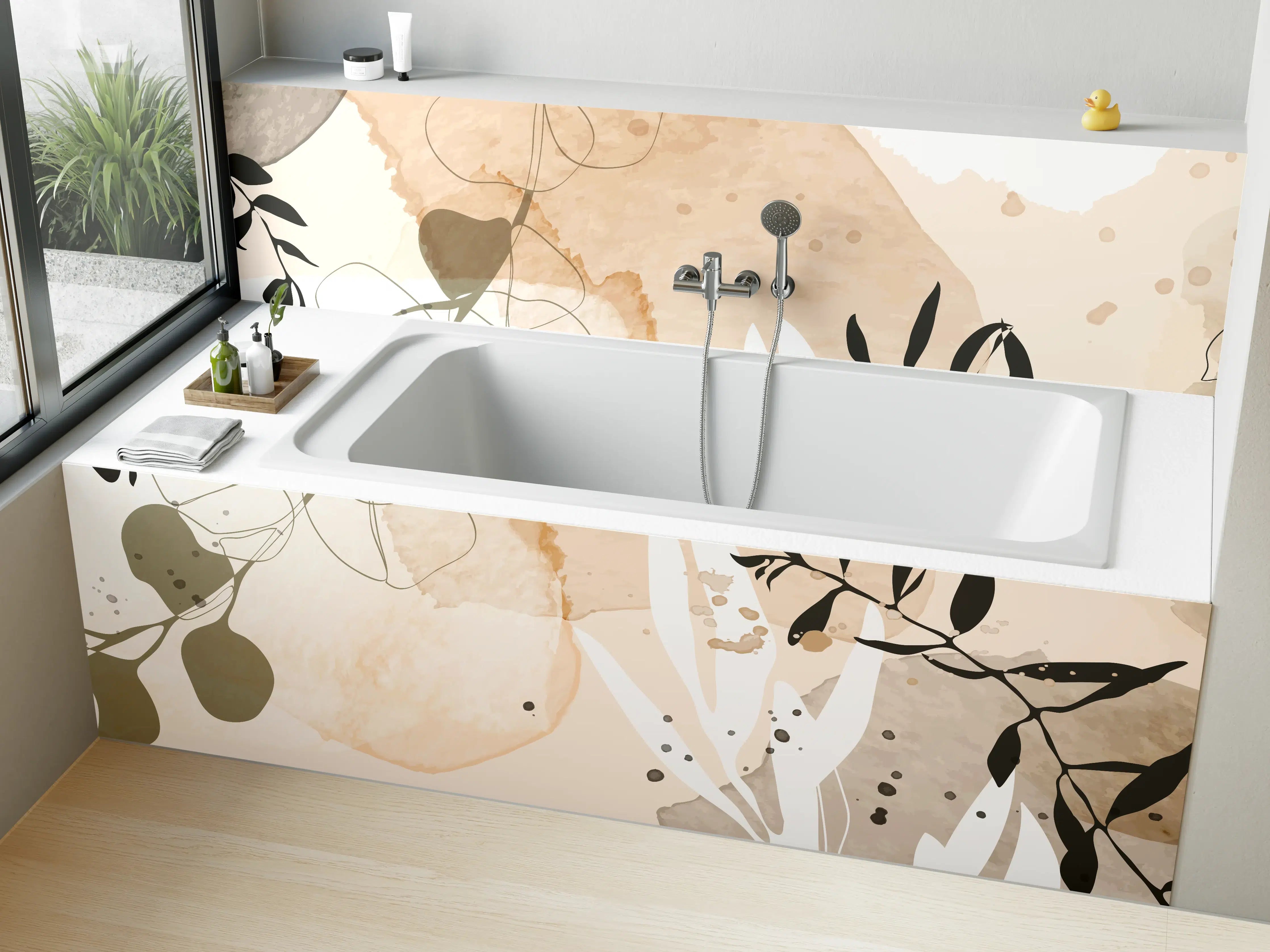 Badewannen-Rückwand - Abstrakte Beige-Töne Kunst
