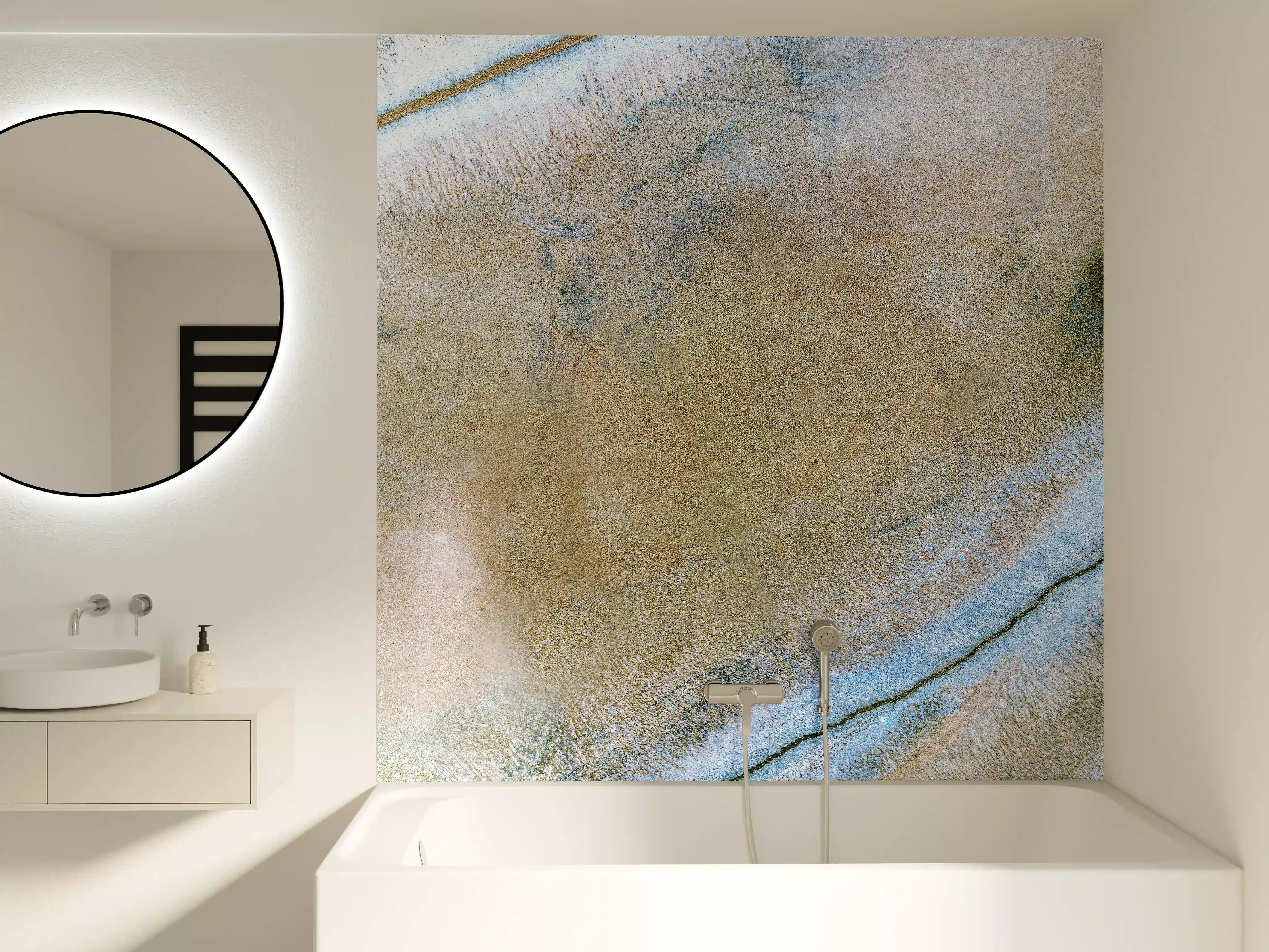 Badewannen-Rückwand - Abstrakte Blau-Braun-Kunststruktur