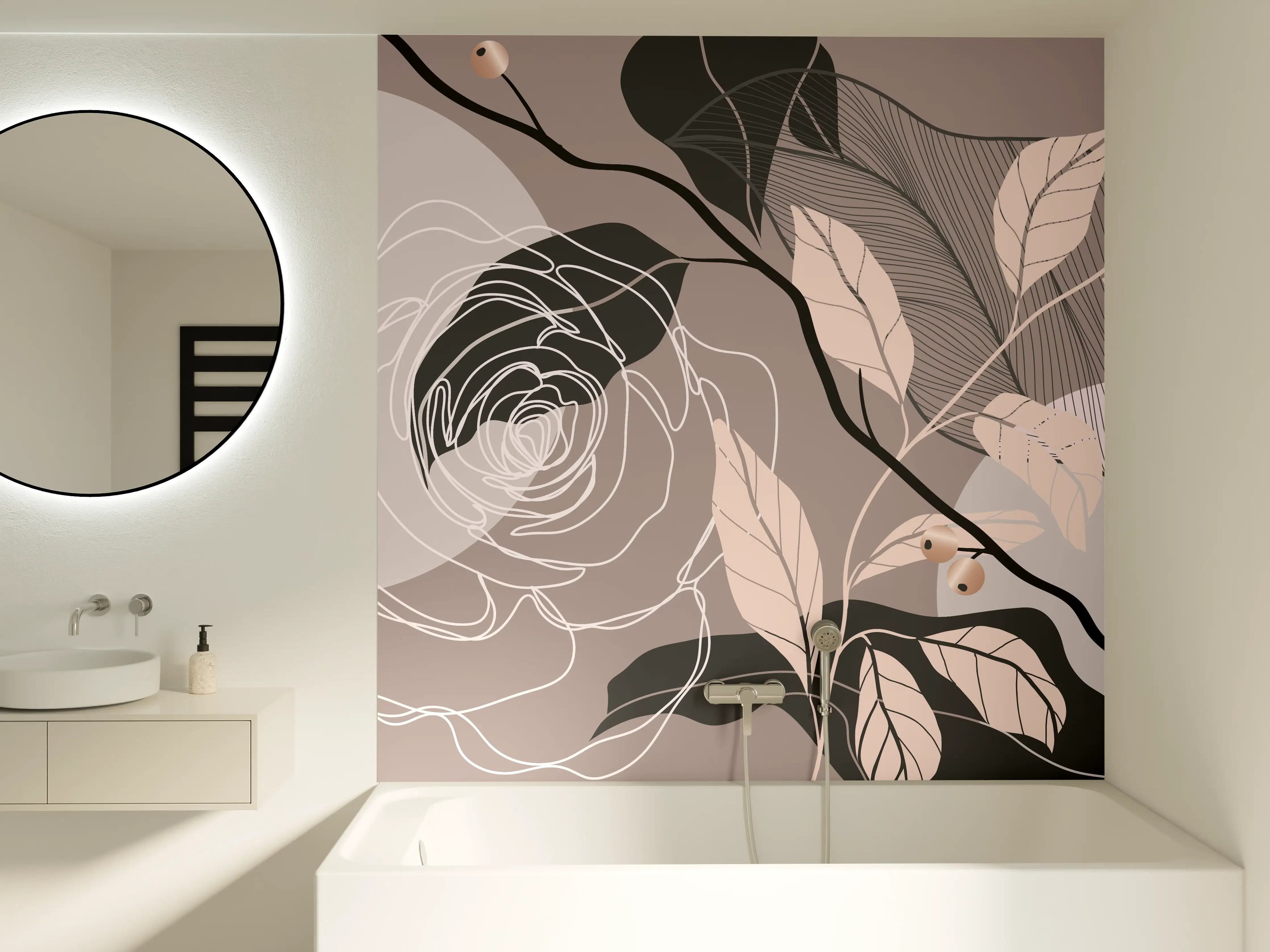 Badewannen-Rückwand - Abstrakte Blumen Illustration