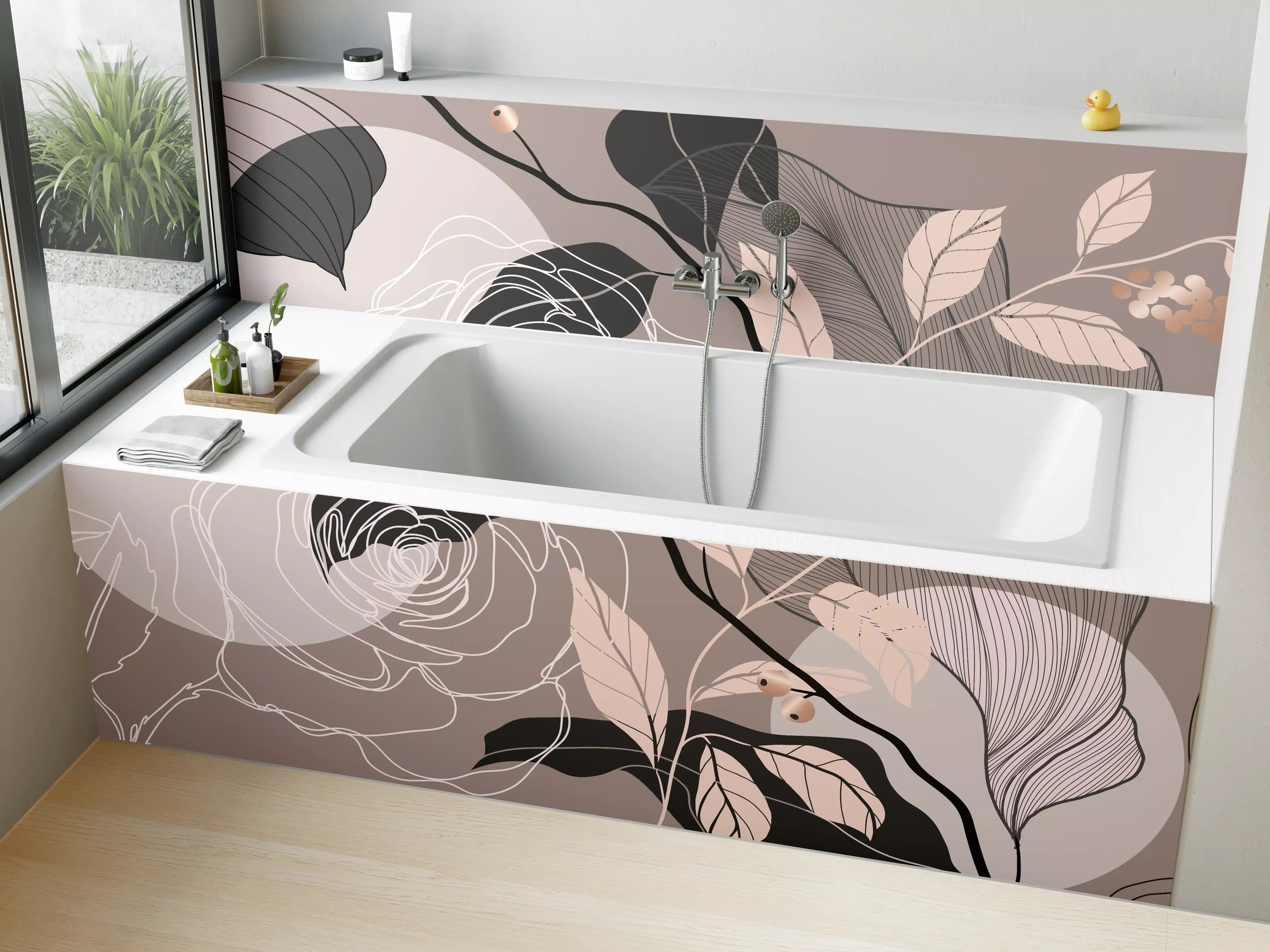 Badewannen-Rückwand - Abstrakte Blumen Illustration