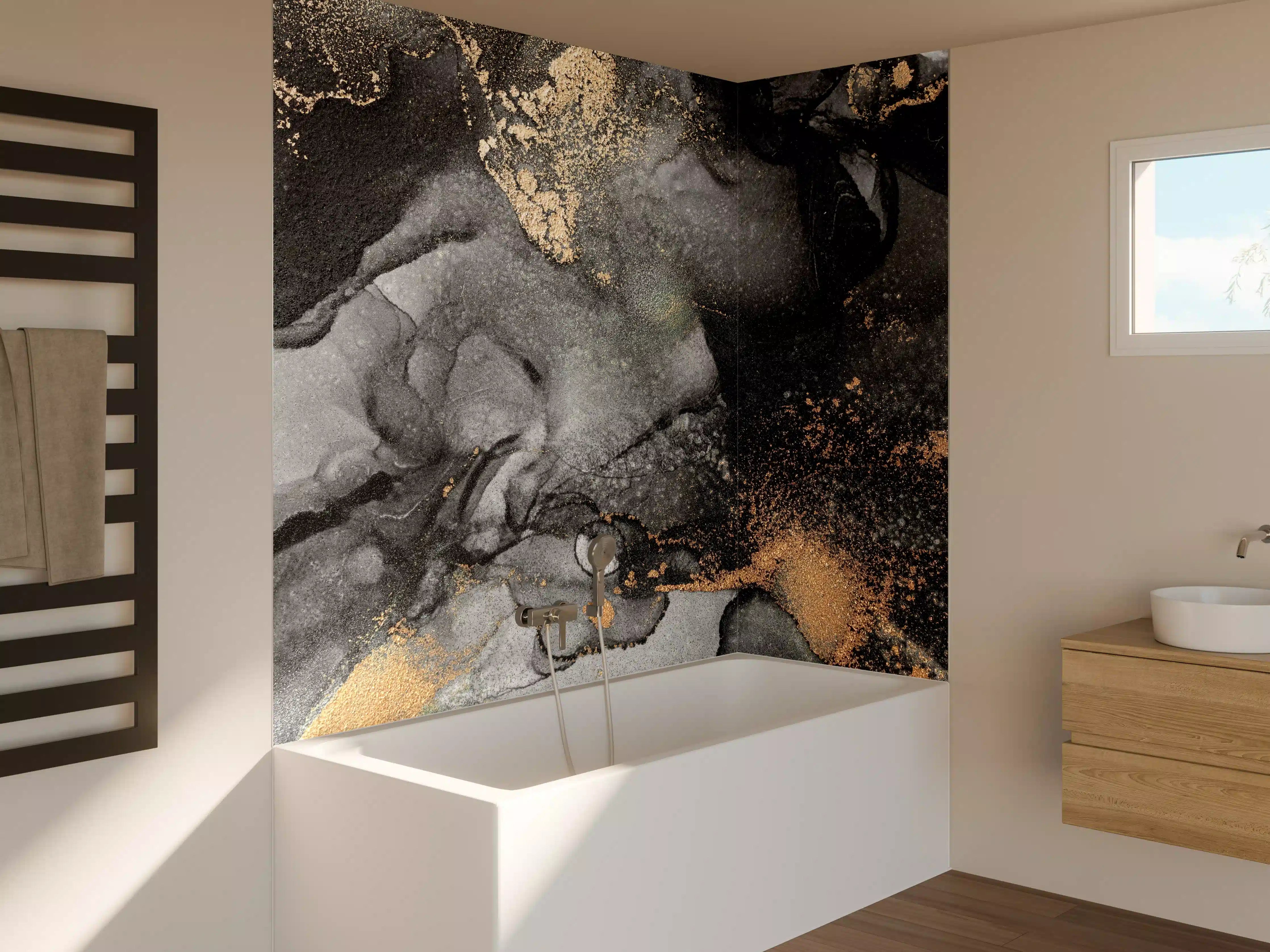 Badewannen-Rückwand - Abstrakte Kunst - Flüssigmalerei