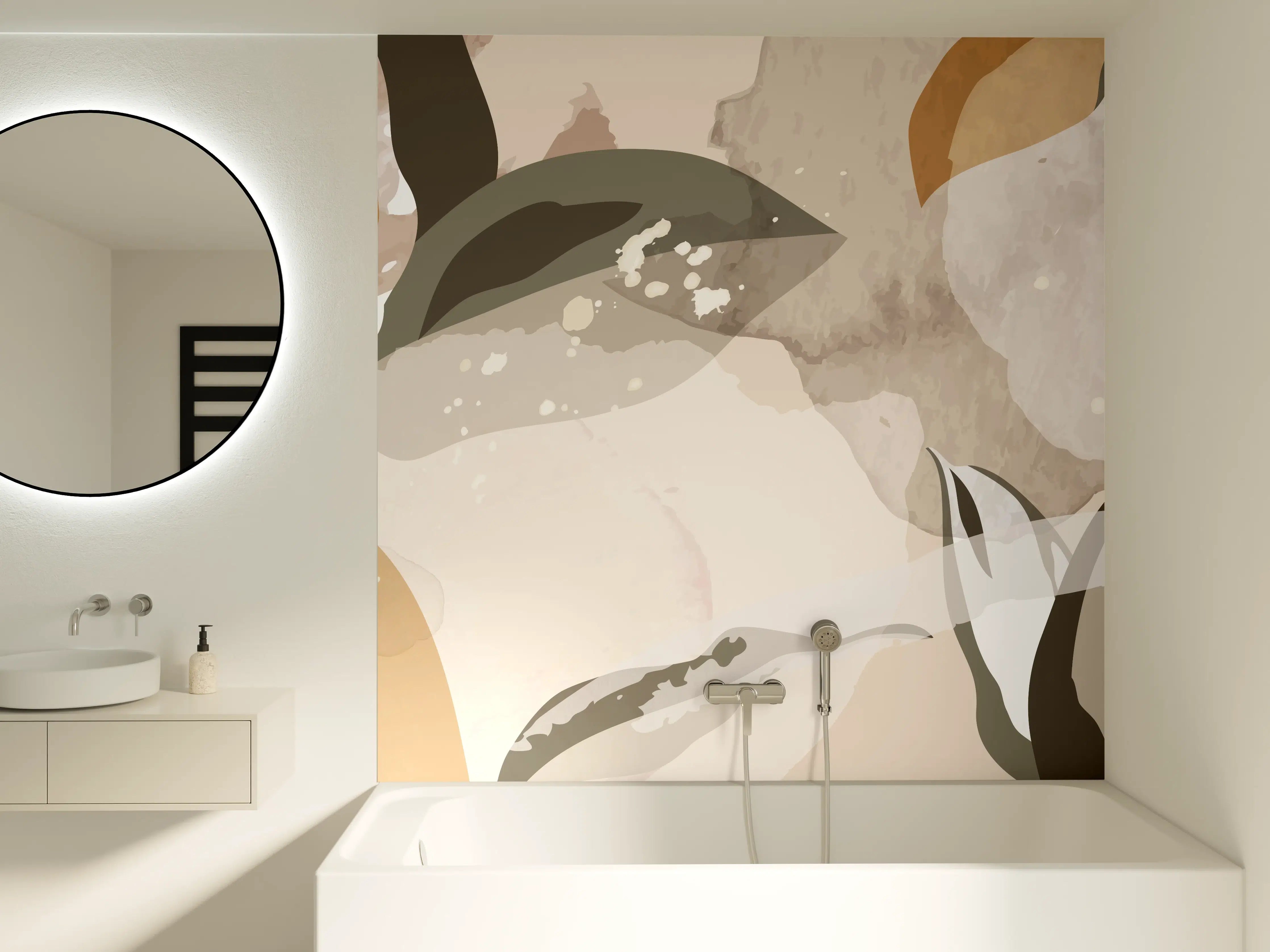 Badewannen-Rückwand - Abstrakte Kunst Beige Braun