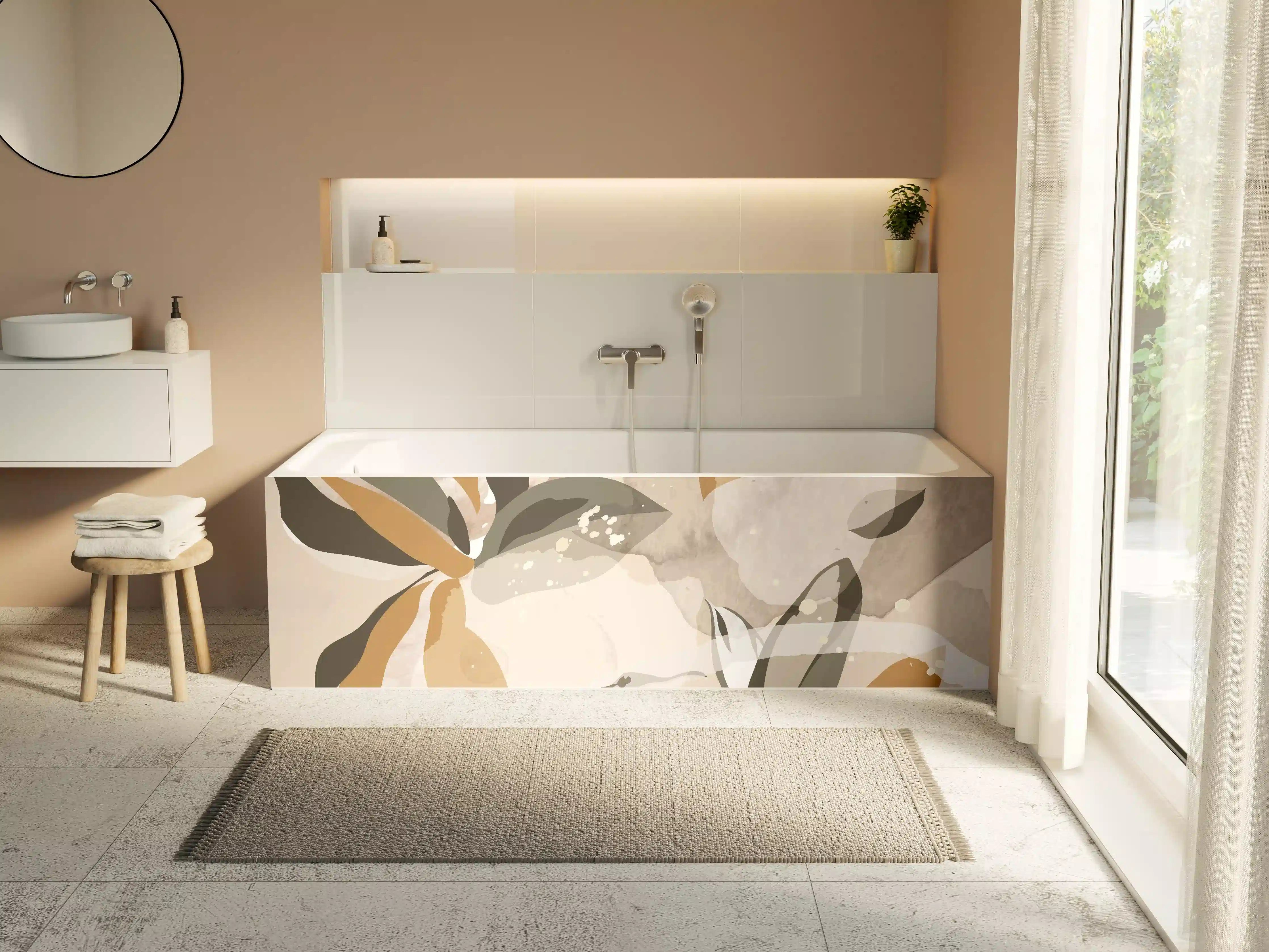 Badewannen-Rückwand - Abstrakte Kunst Beige Braun