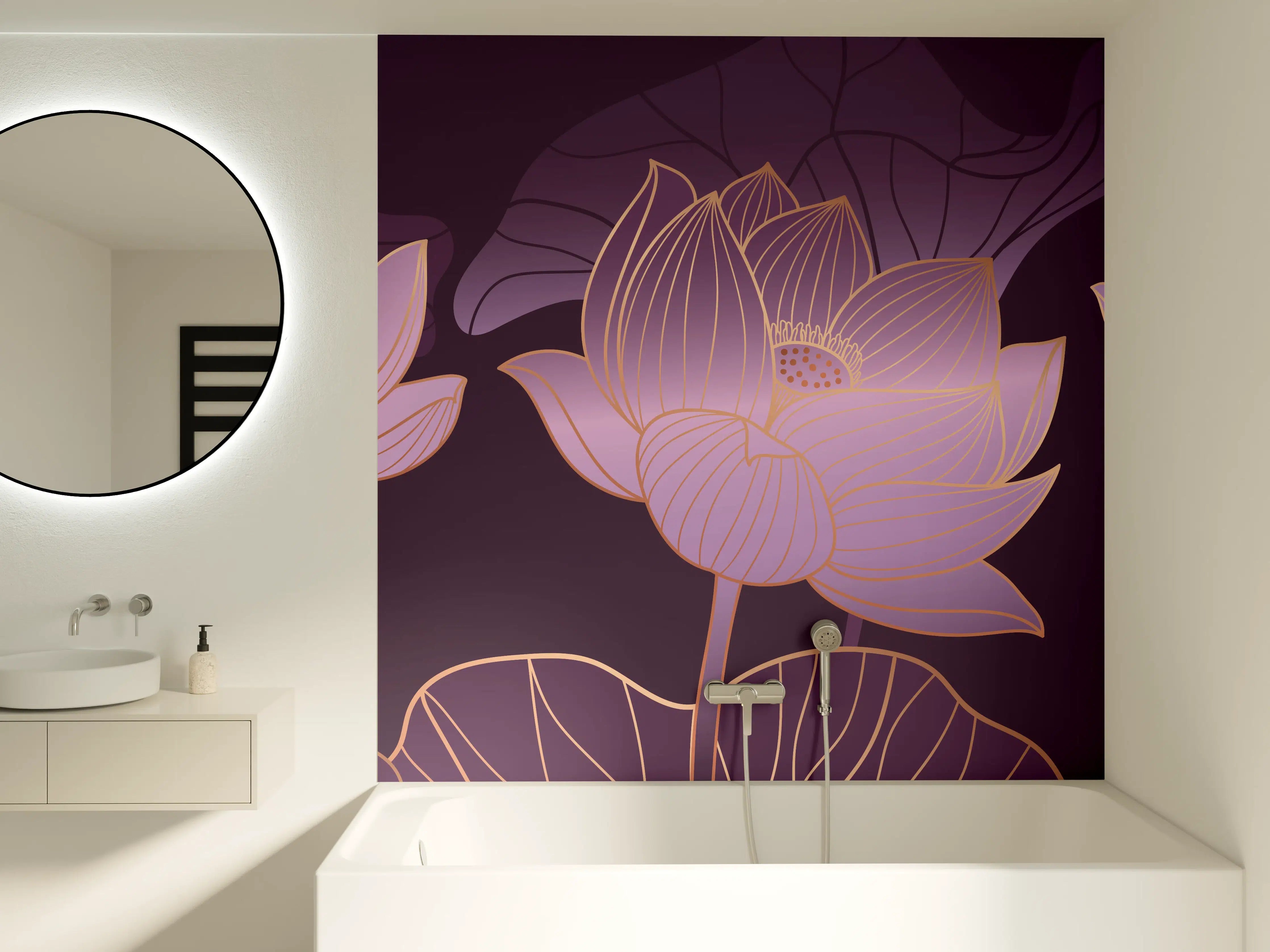 Badewannen-Rückwand - Abstrakte Lila Lotus Illustration