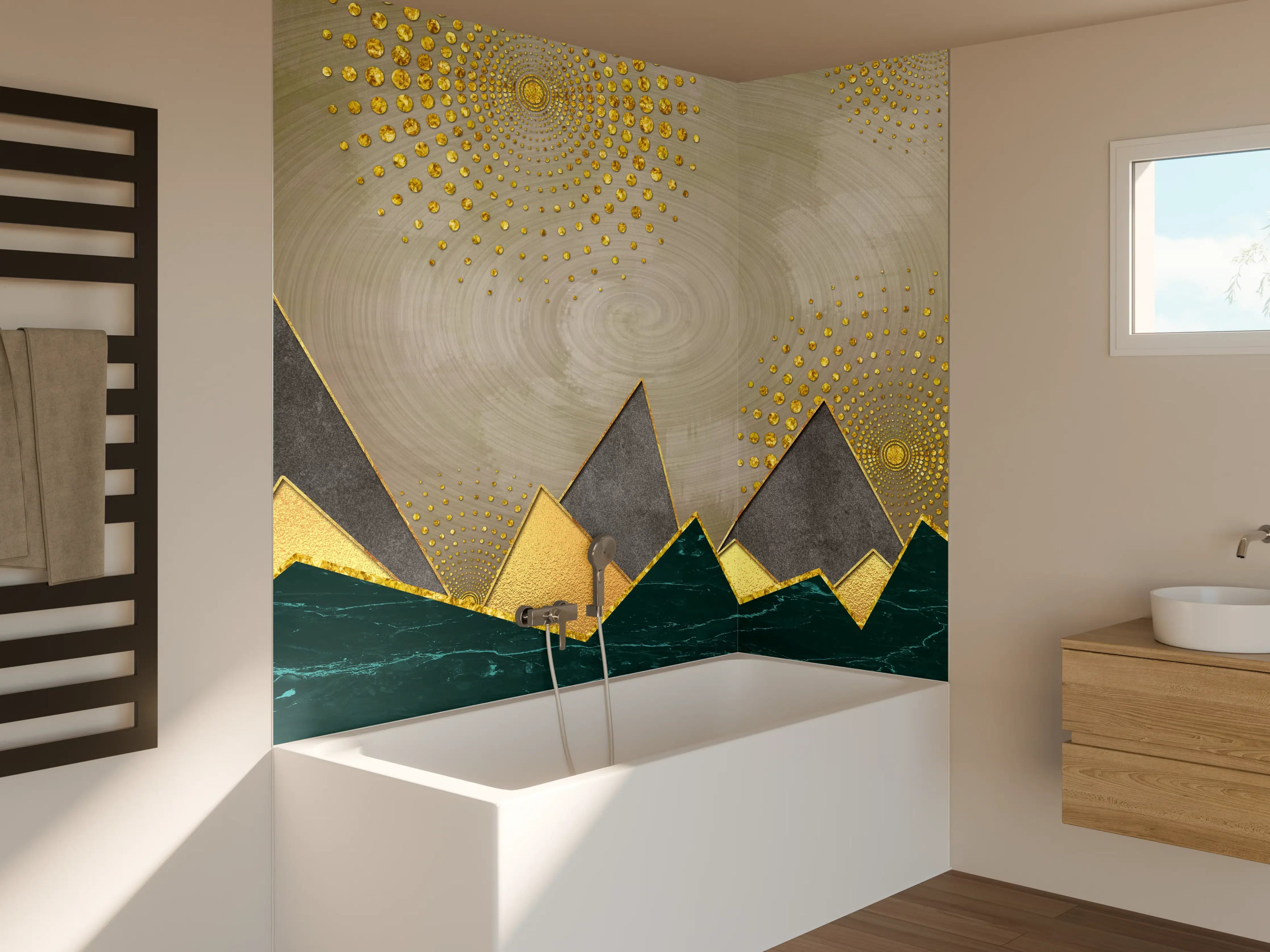 Badewannen-Rückwand - Abstrakte Meer - modernes Kunstwerk