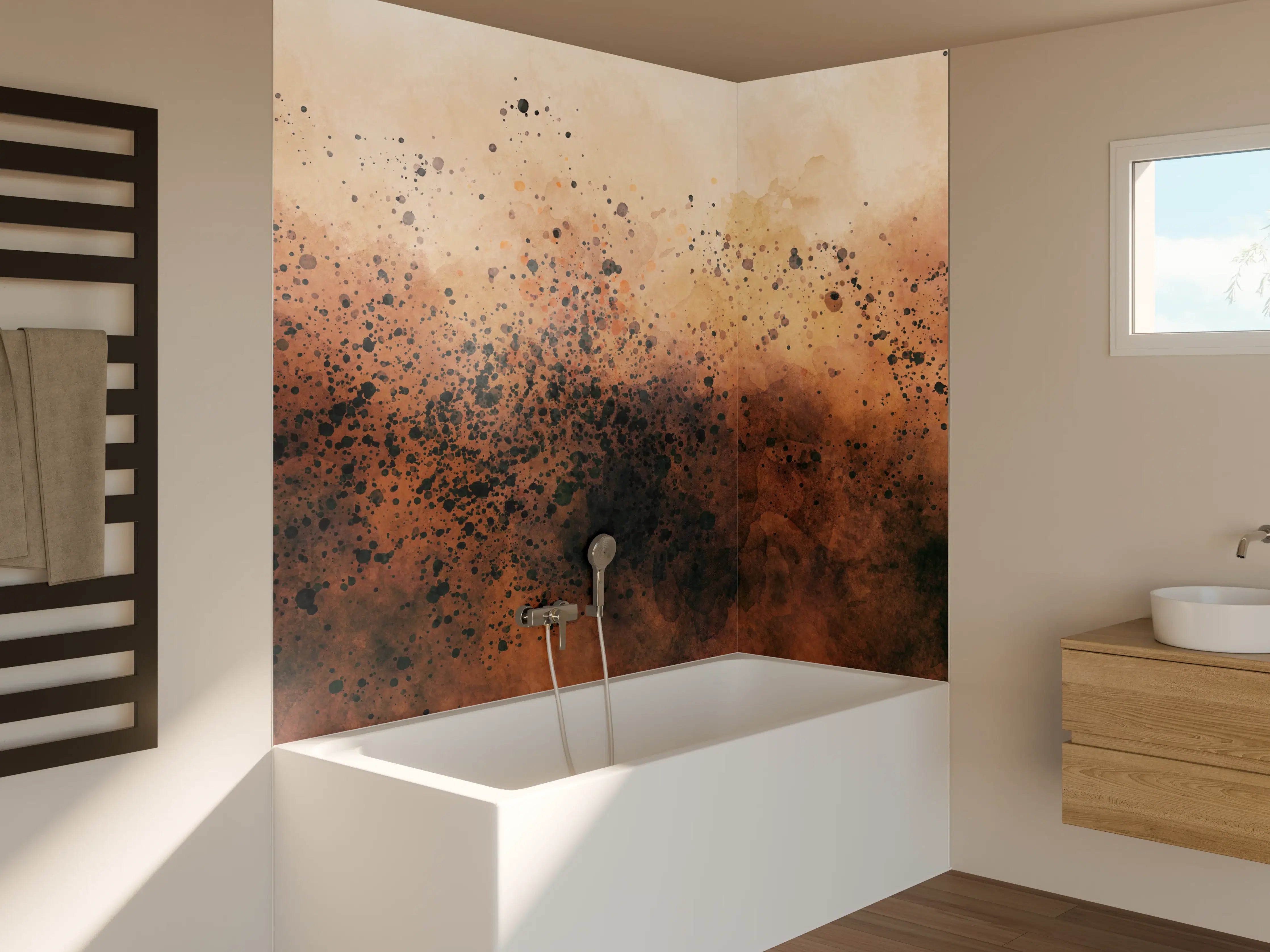 Badewannen-Rückwand - Abstrakte Rauchfarben Explosion