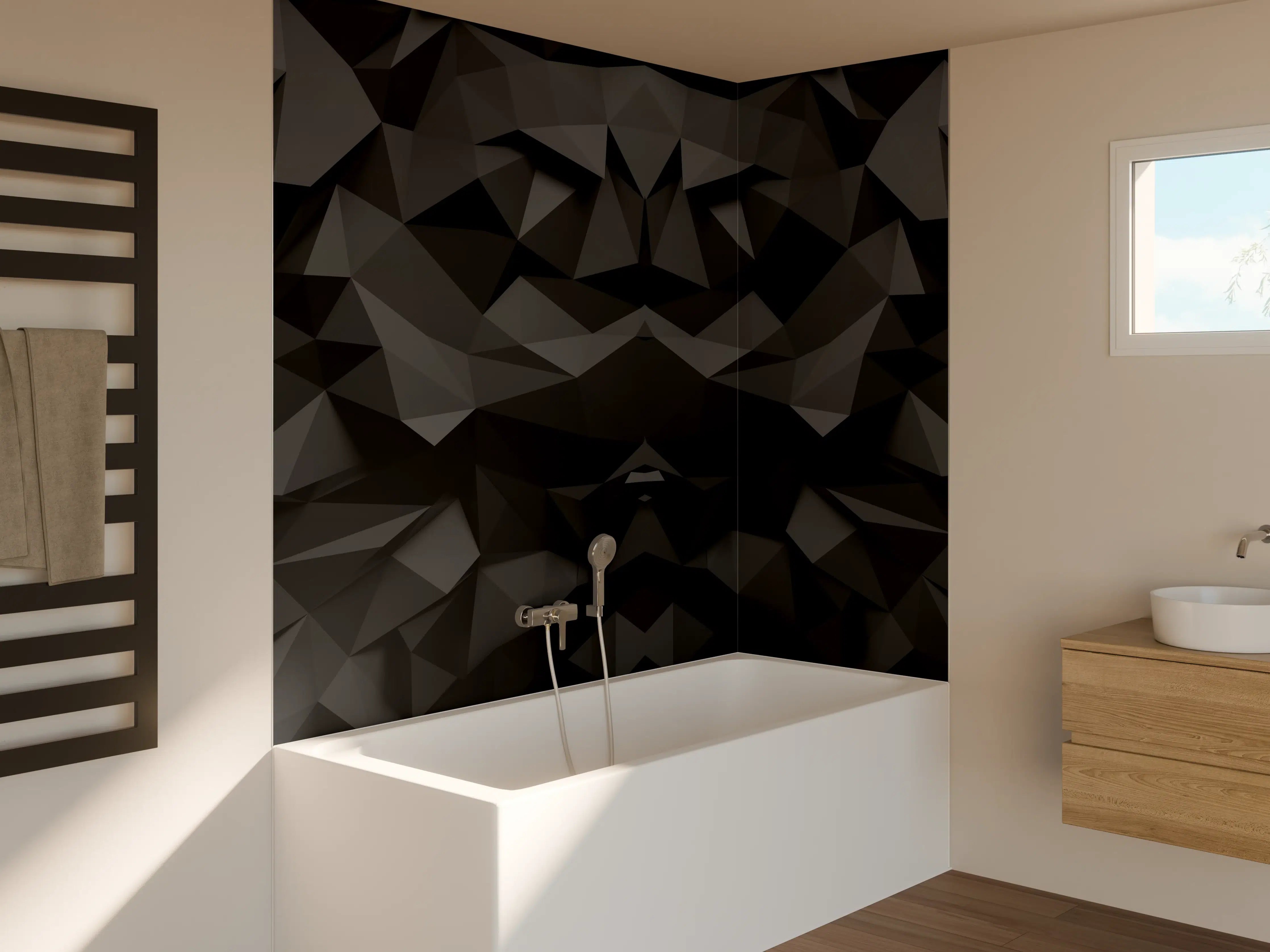Badewannen-Rückwand - Abstrakte Schwarz-Weiß-Grafik