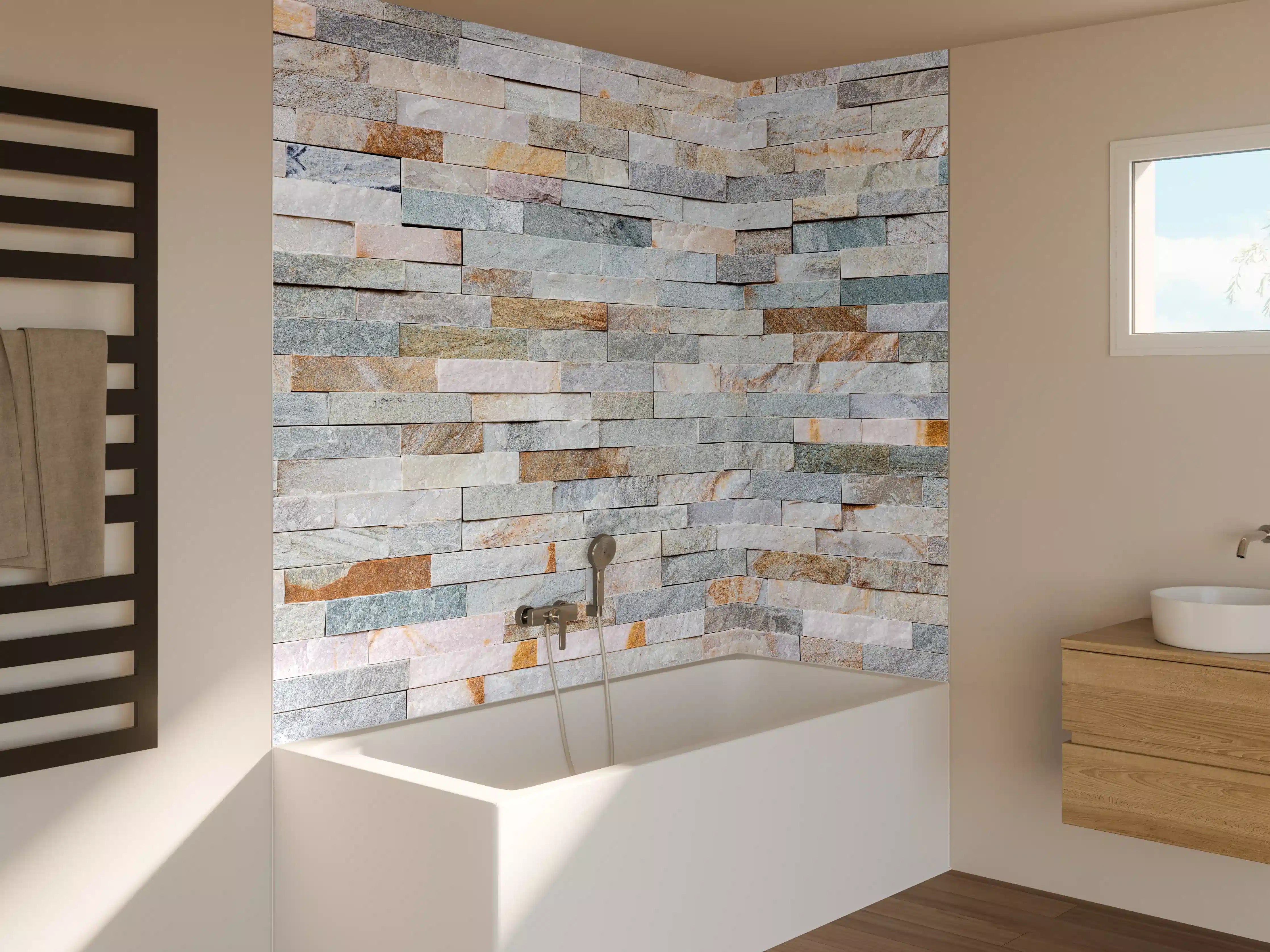 Badewannen-Rückwand - Abstrakte Steinwandmuster