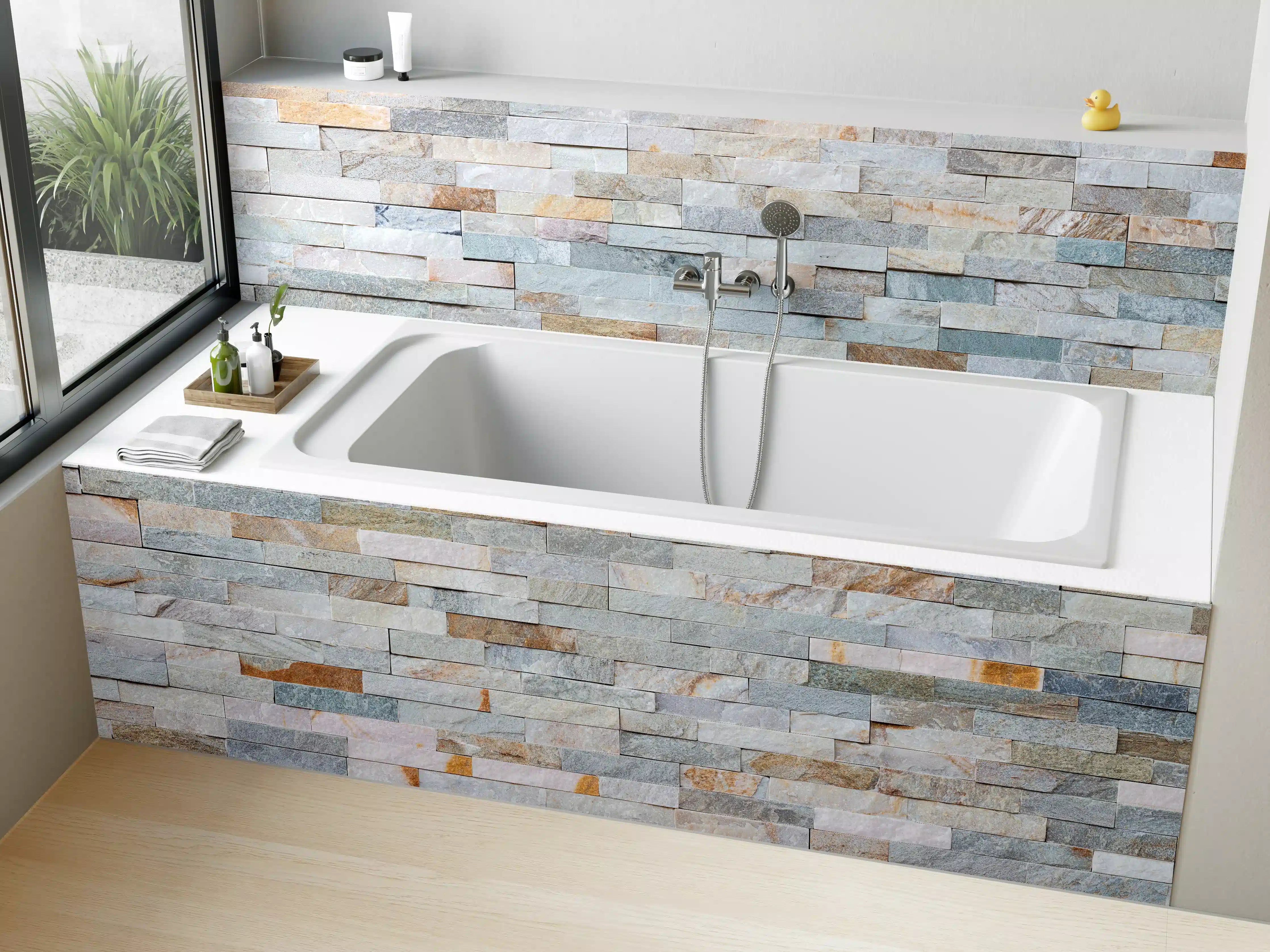 Badewannen-Rückwand - Abstrakte Steinwandmuster