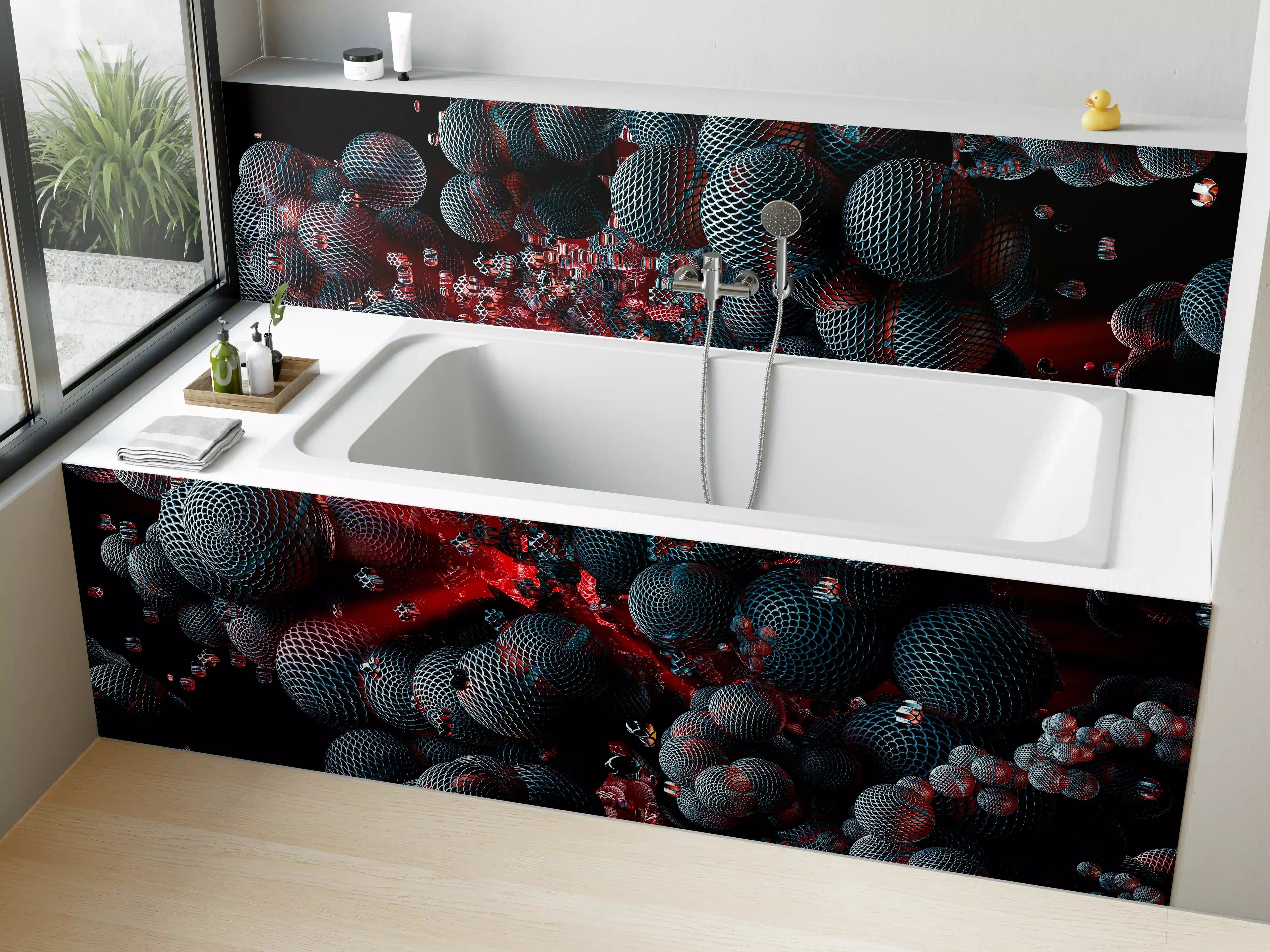 Badewannen-Rückwand - Abstrakte Technologie - 3D Rendering