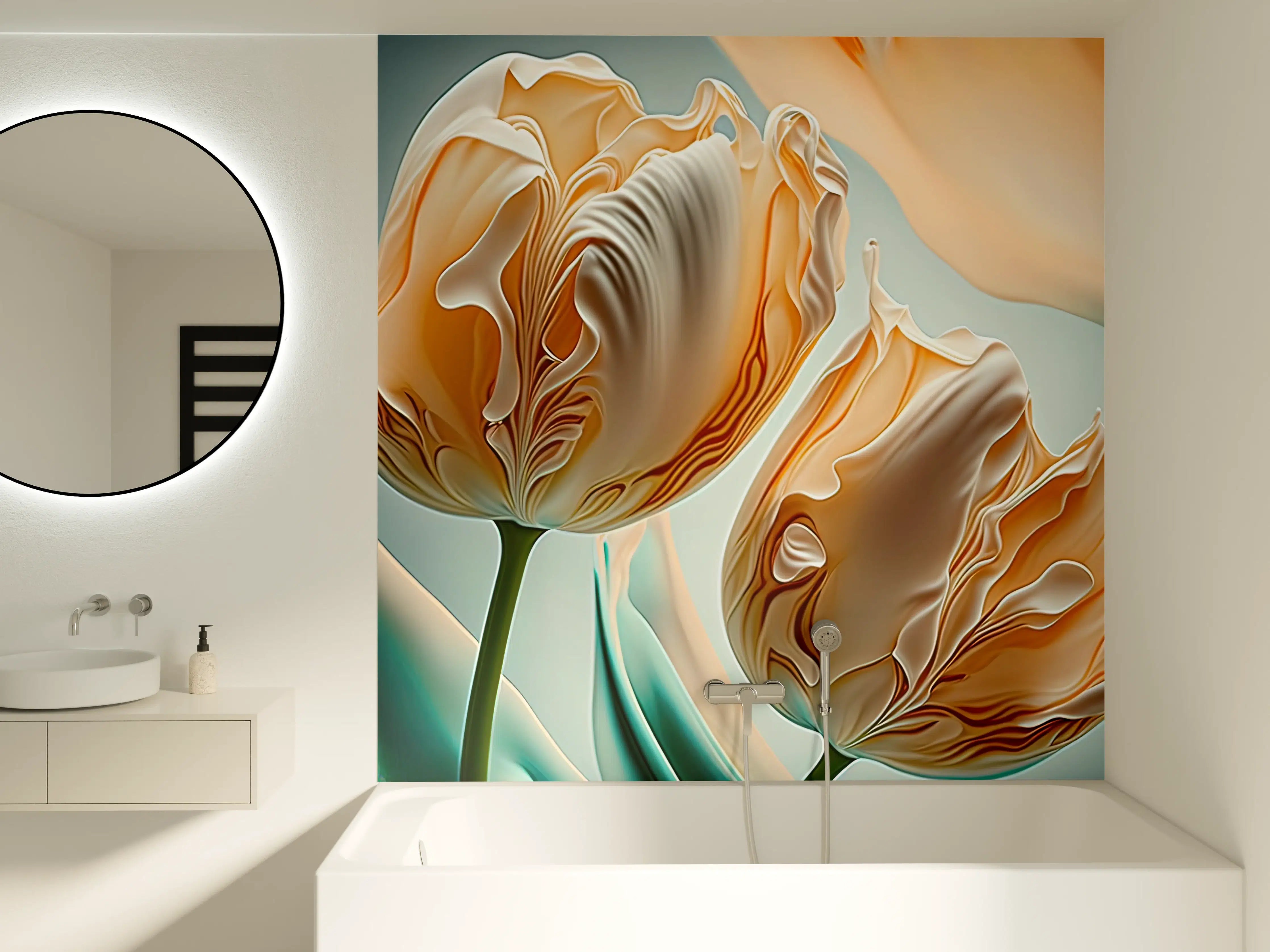Badewannen-Rückwand - Abstrakte Tulpen Kunstwerk