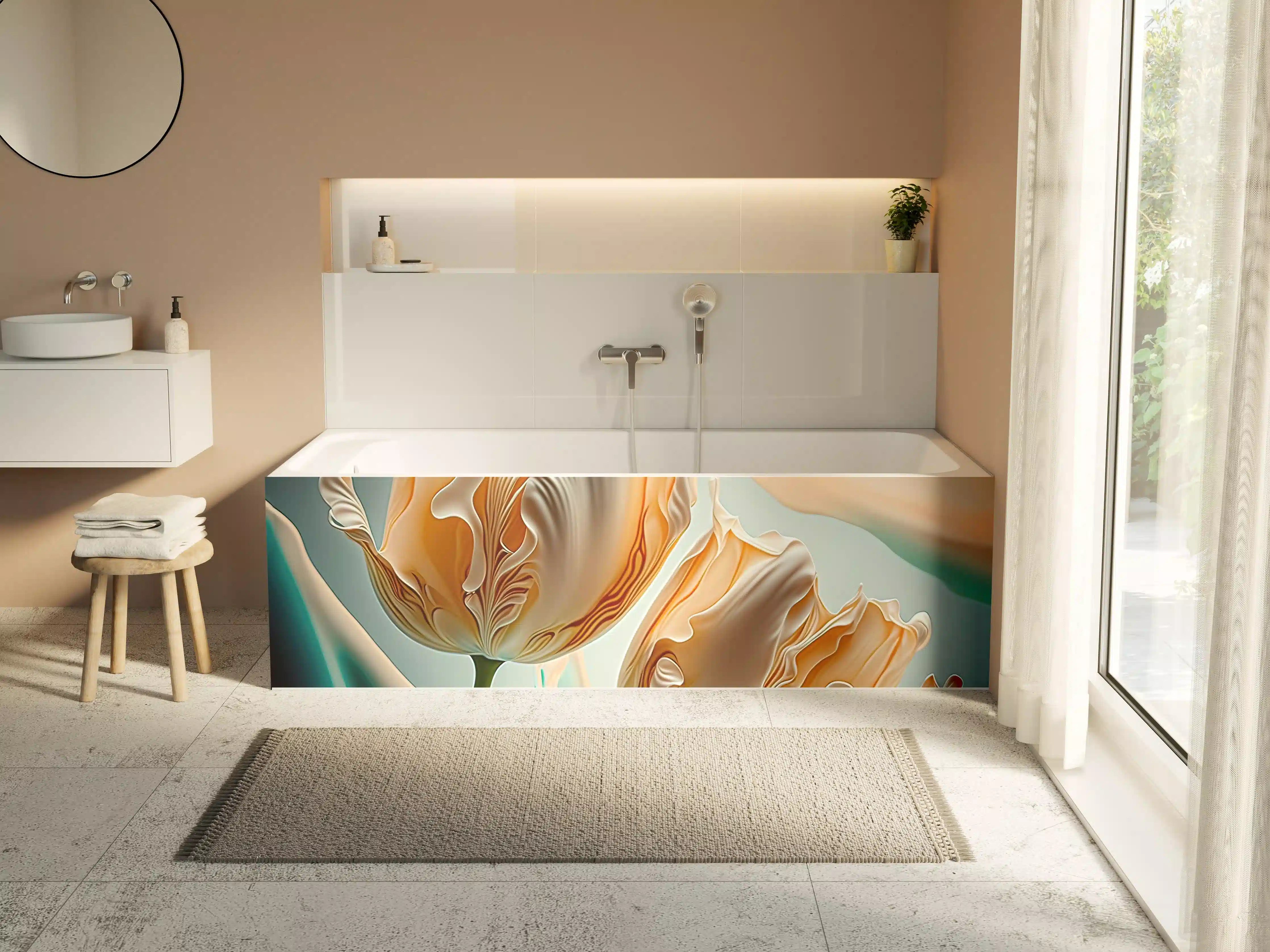 Badewannen-Rückwand - Abstrakte Tulpen Kunstwerk