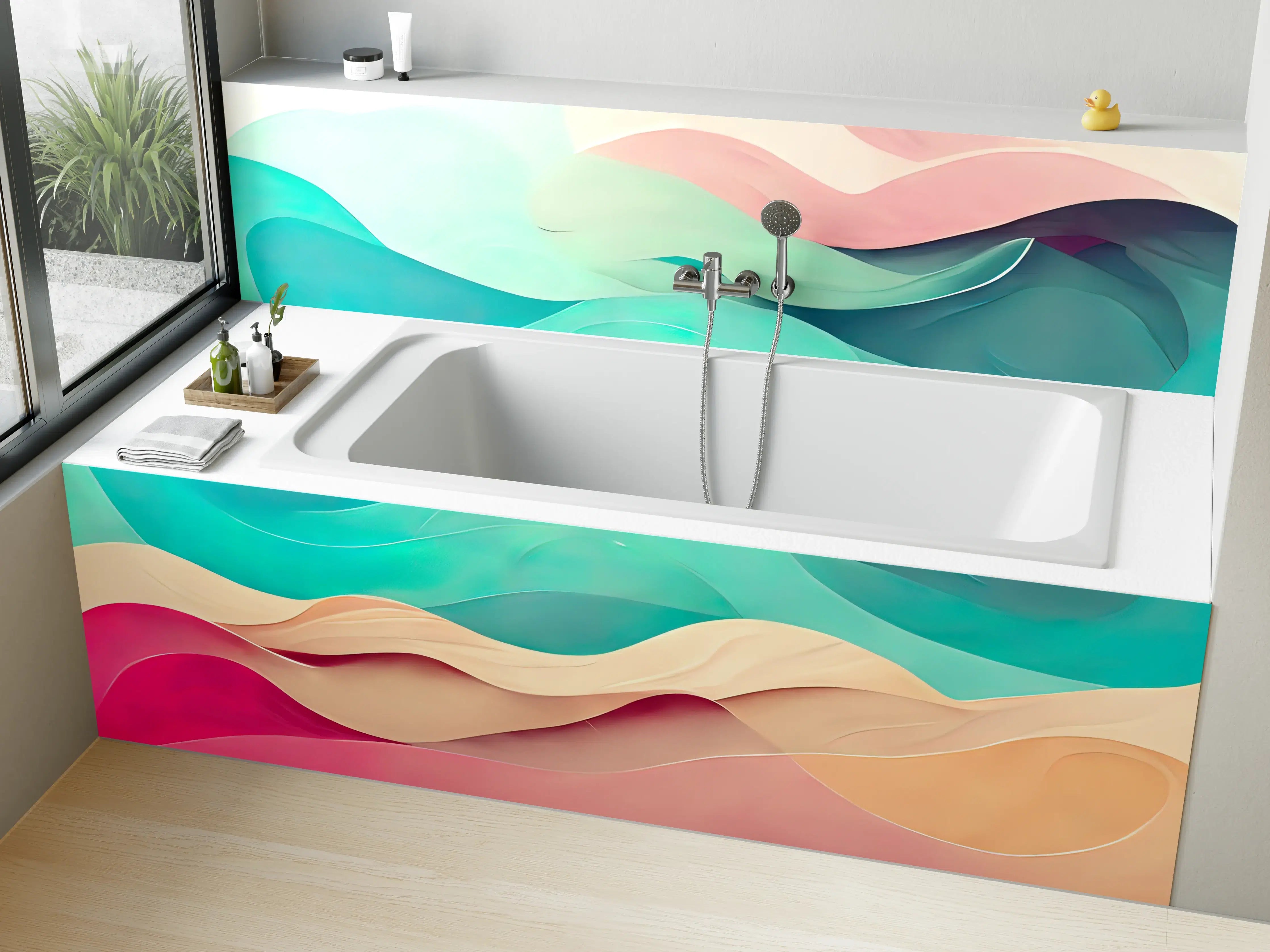Badewannen-Rückwand - Abstrakte Wasserfarben-Animation
