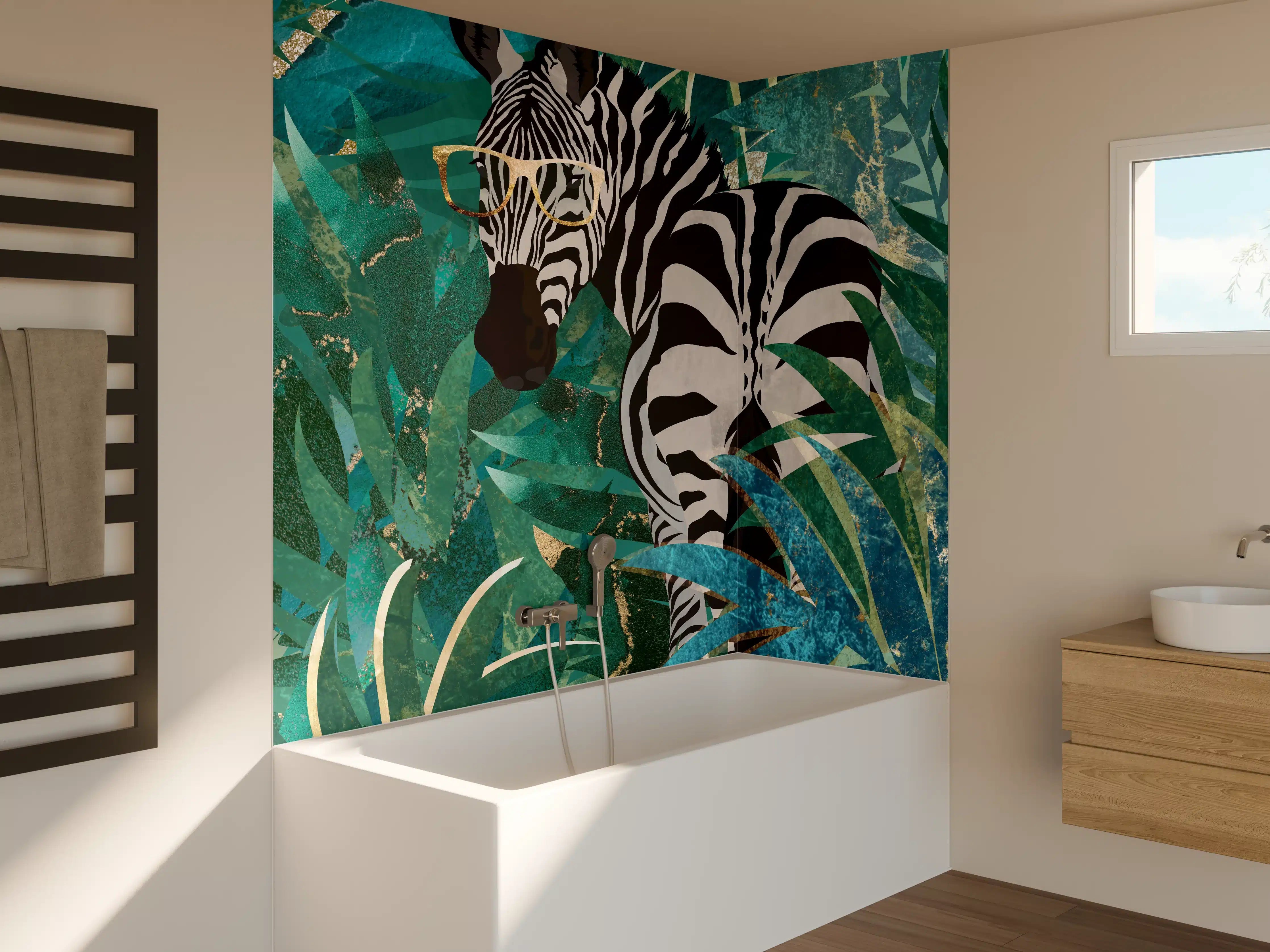 Badewannen-Rückwand - Abstrakte Zebra Malerei