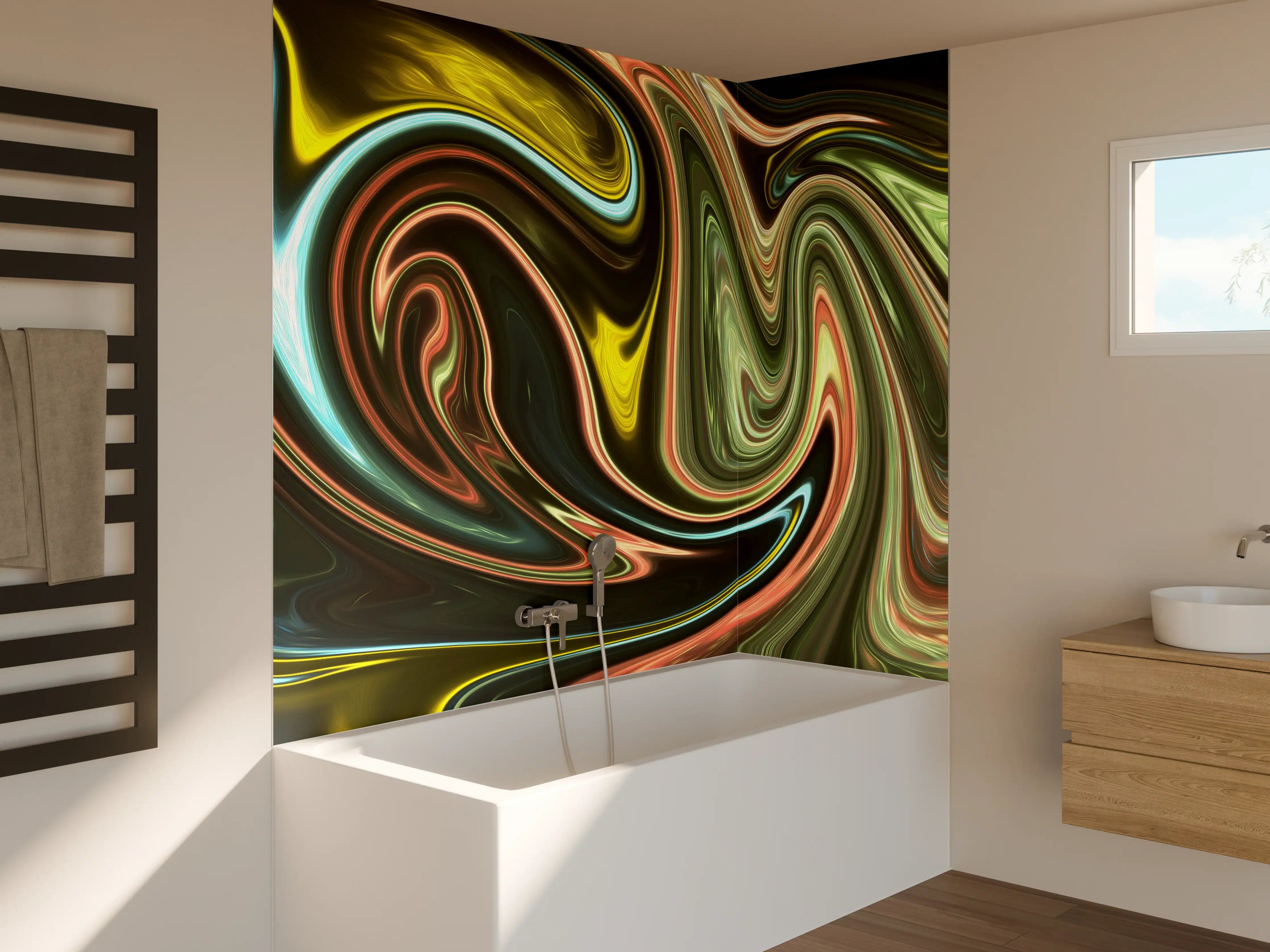 Badewannen-Rückwand - Abstrakte farbige Monet-Interpretation