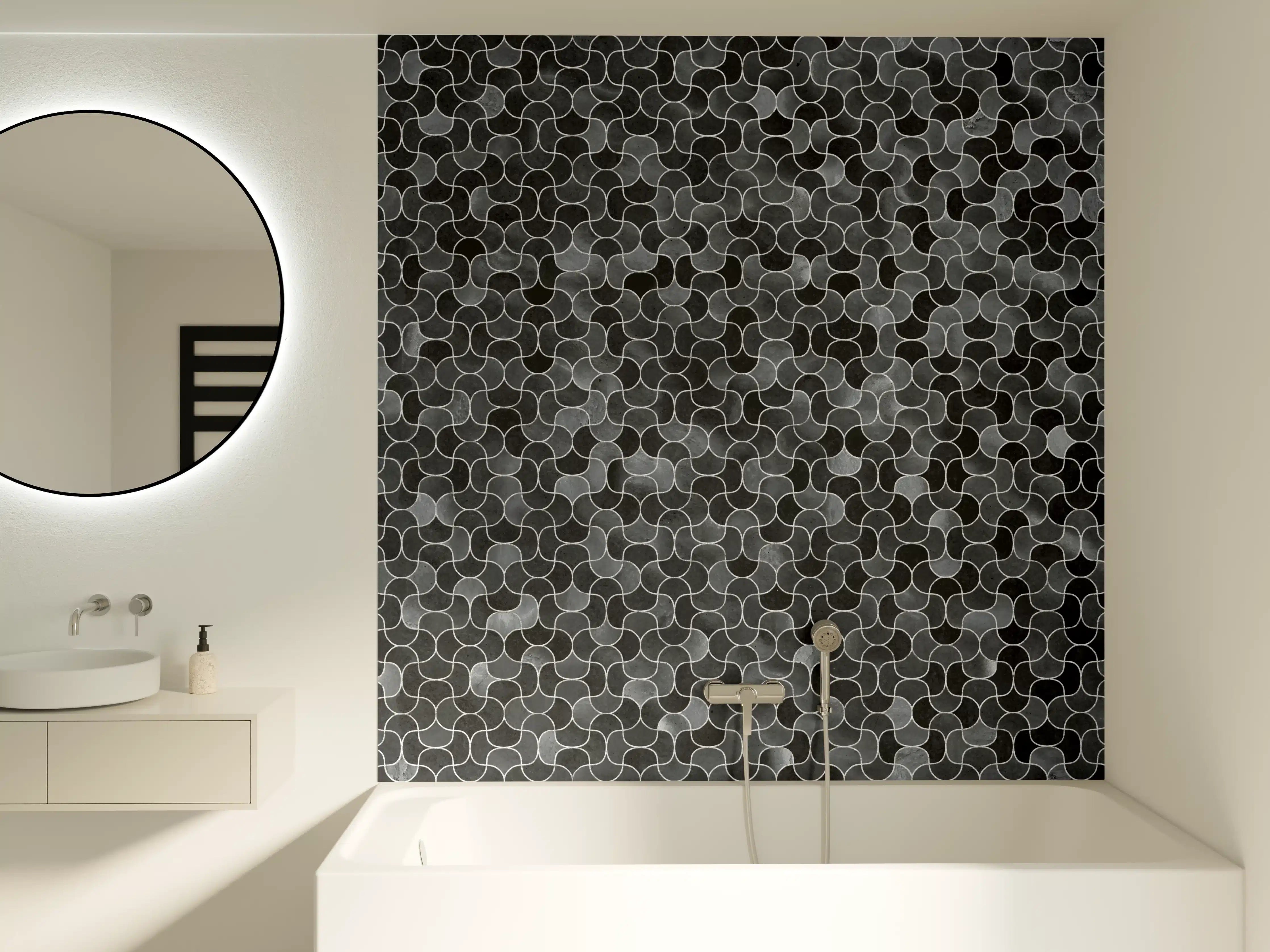 Badewannen-Rückwand - Abstrakte schwarze Pixel Mosaik Textur