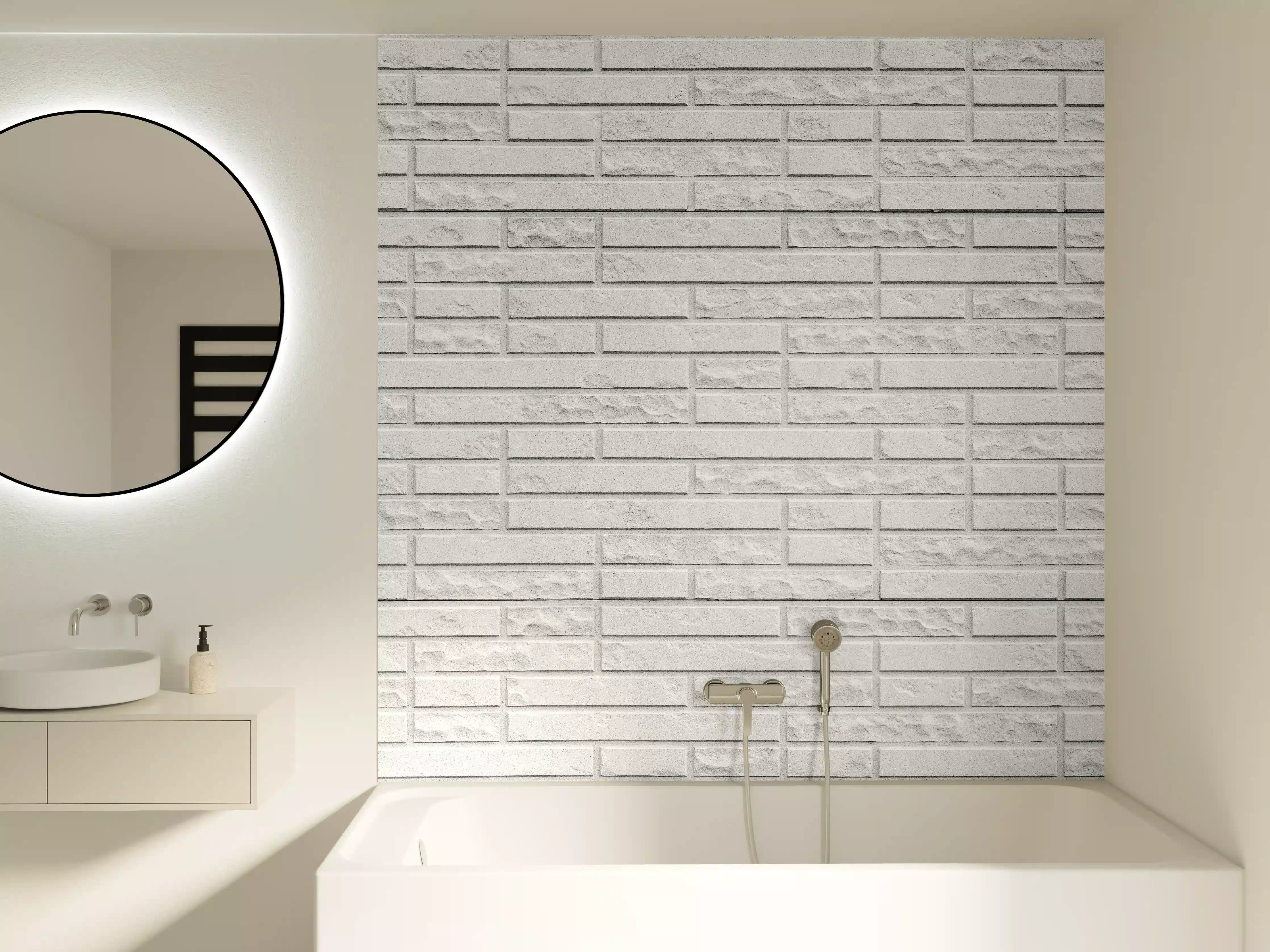 Badewannen-Rückwand - Abstrakte weiße Backsteinmauer