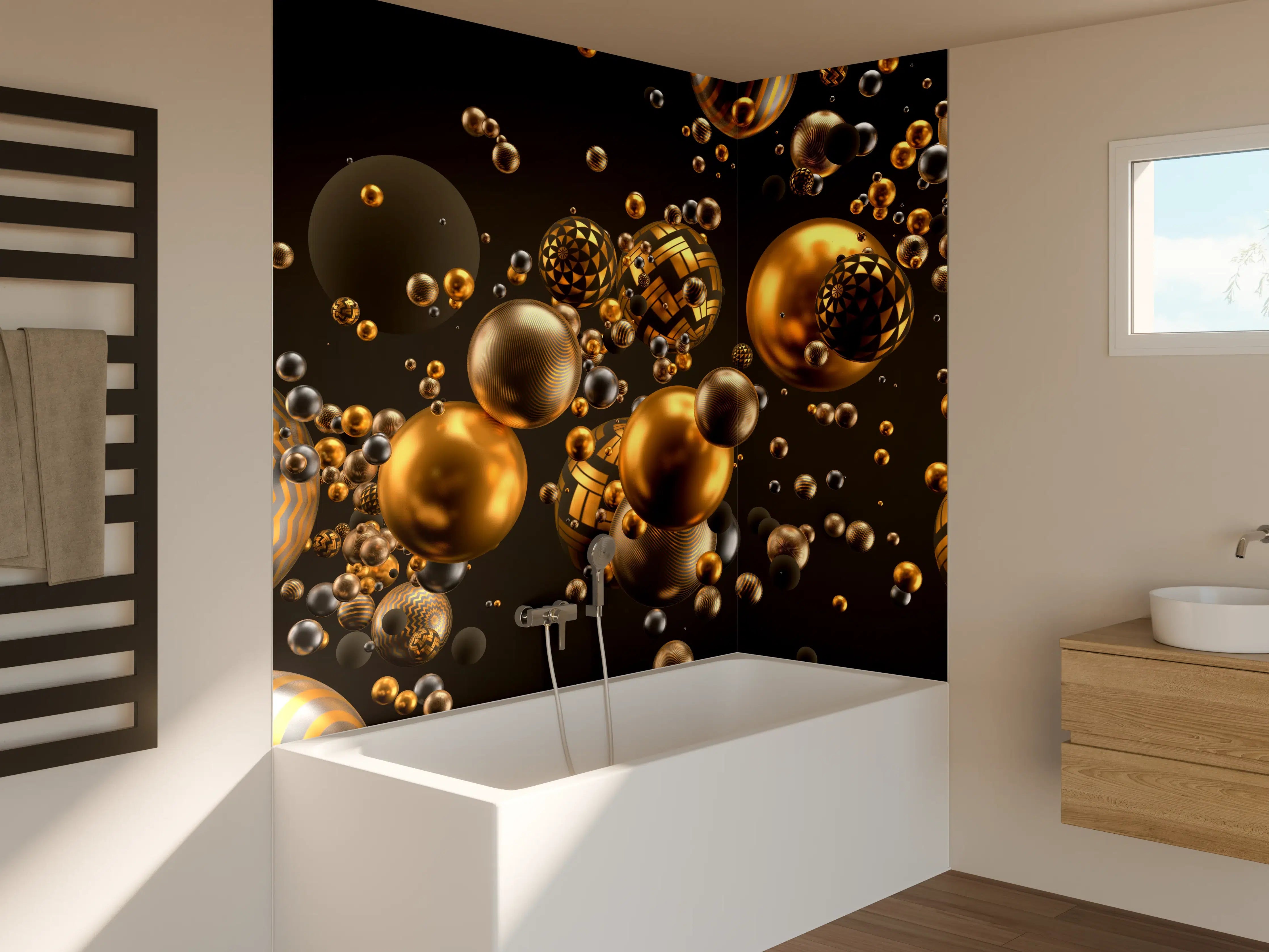 Badewannen-Rückwand - Abstrakter Hintergrund mit Bällen