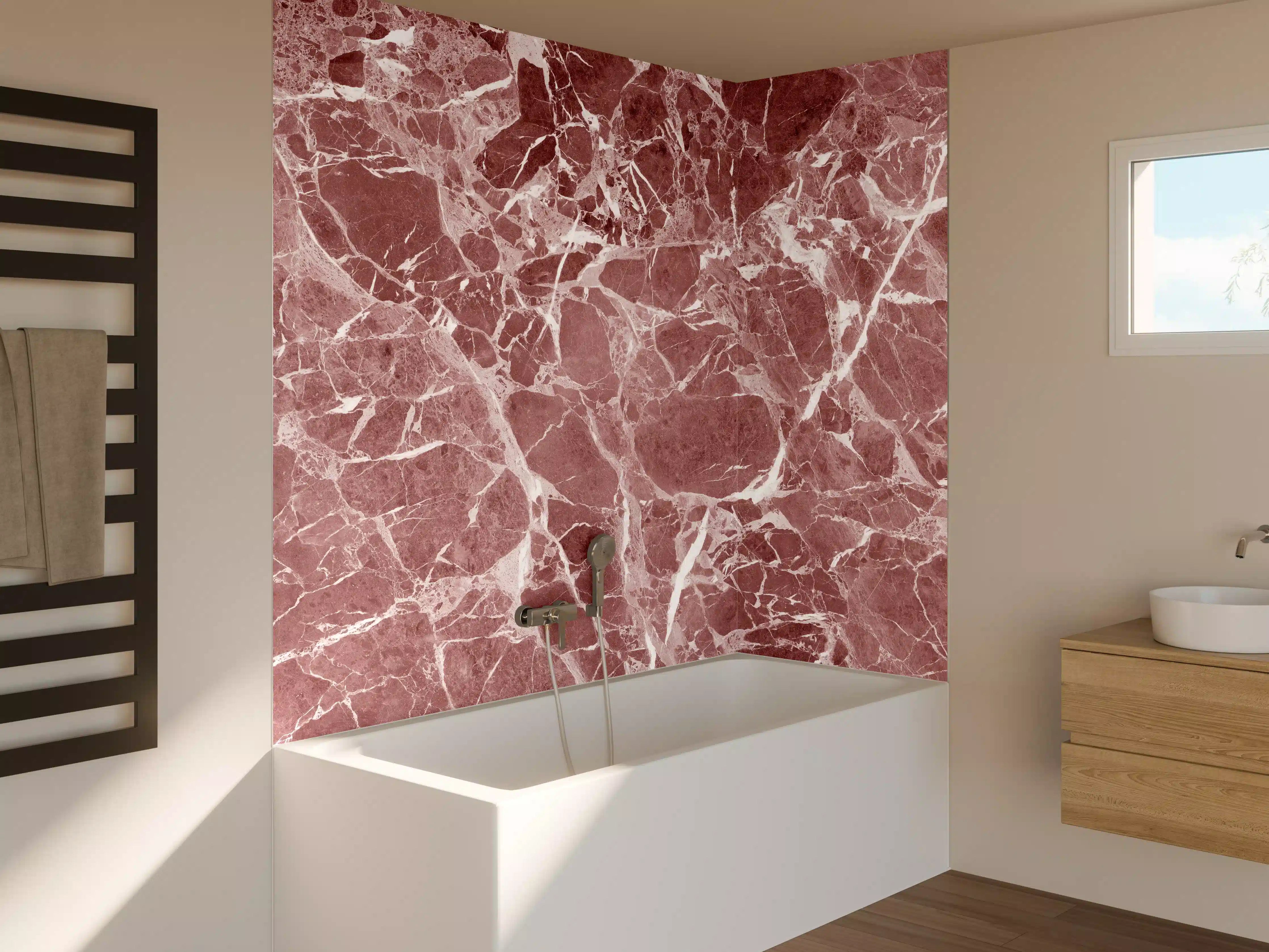 Badewannen-Rückwand - Abstrakter roter Marmor Textur