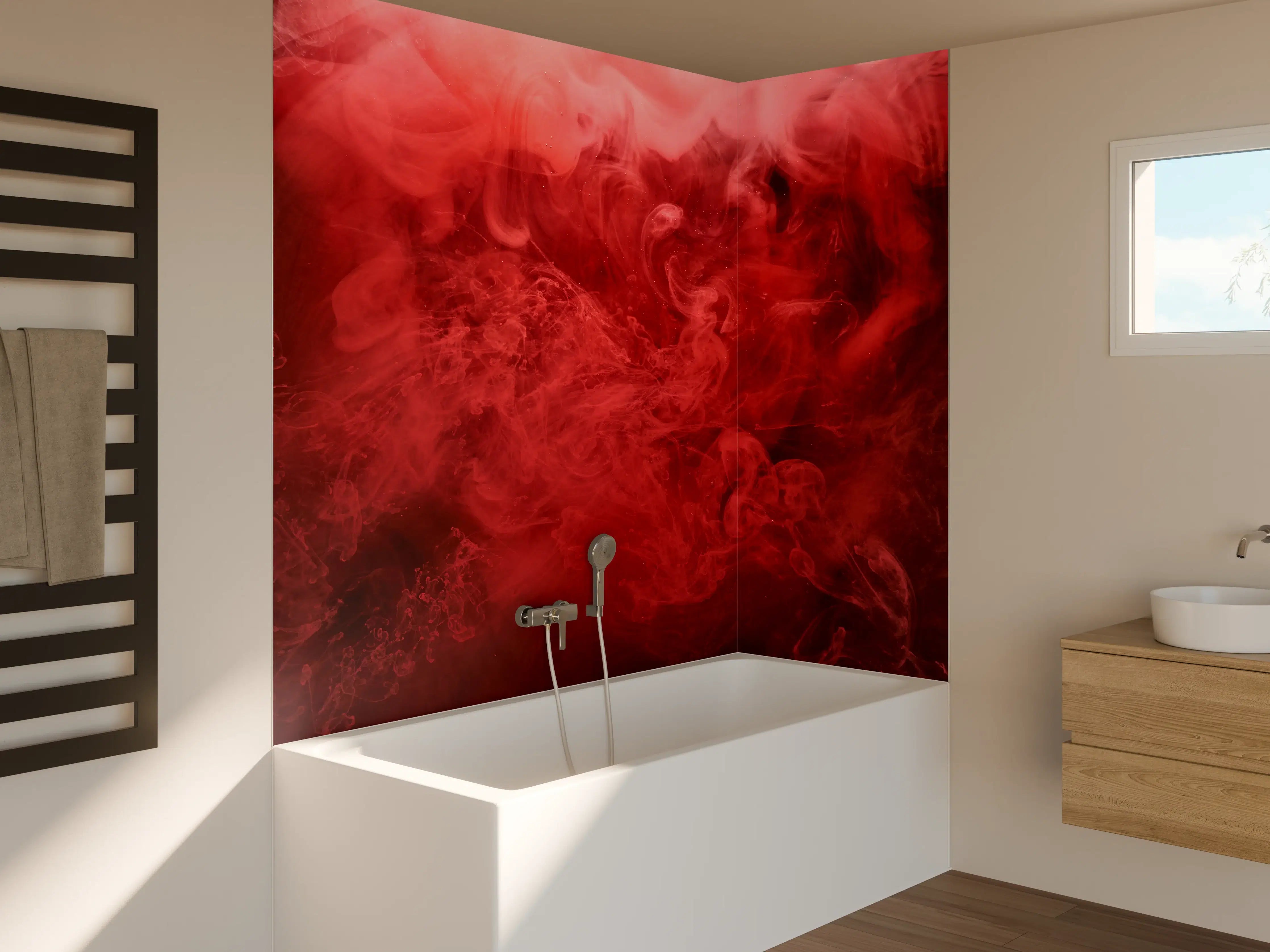 Badewannen-Rückwand - Abstrakter roter Ozean