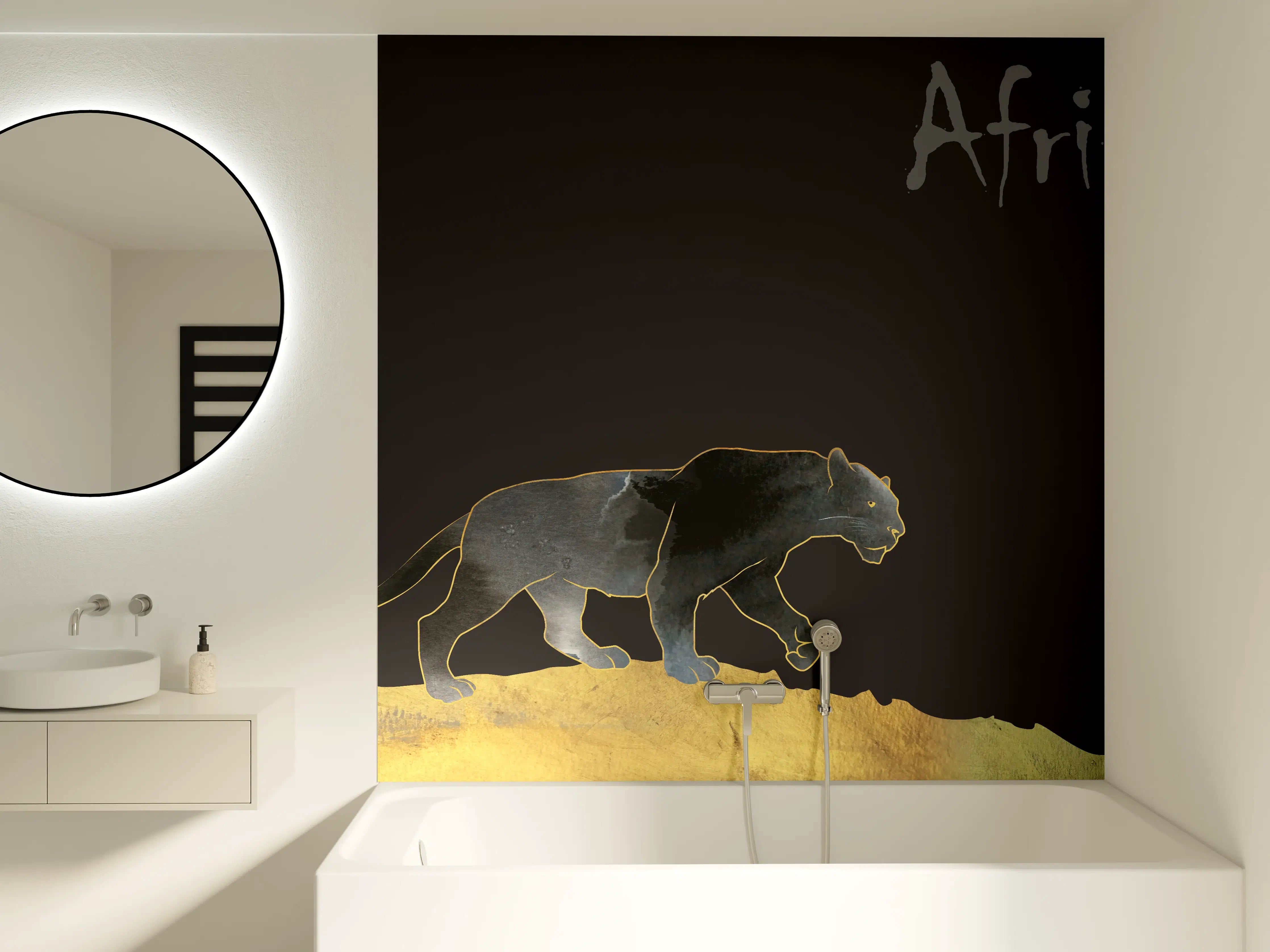 Badewannen-Rückwand - Abstrakter schwarzer Panther