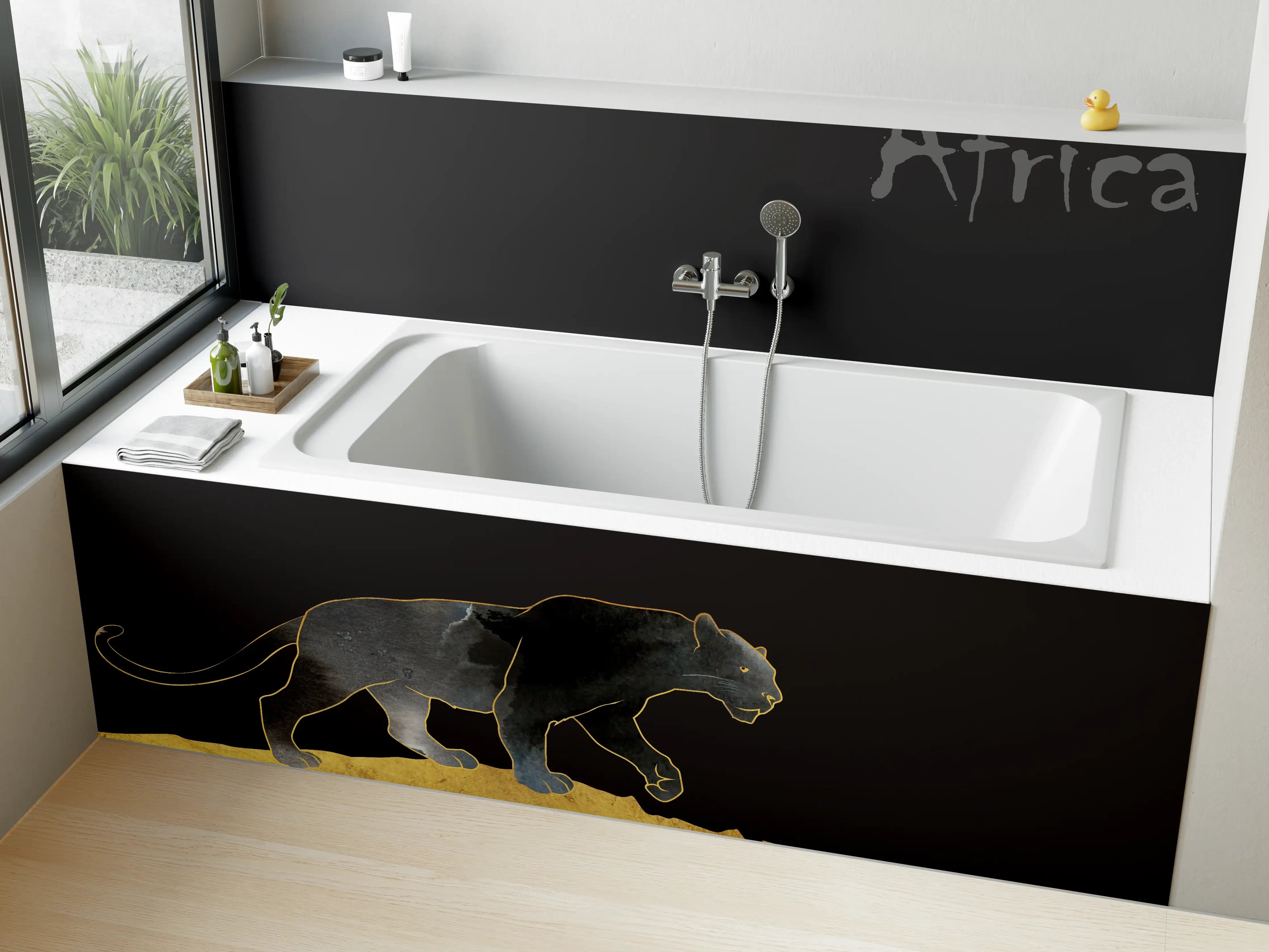 Badewannen-Rückwand - Abstrakter schwarzer Panther