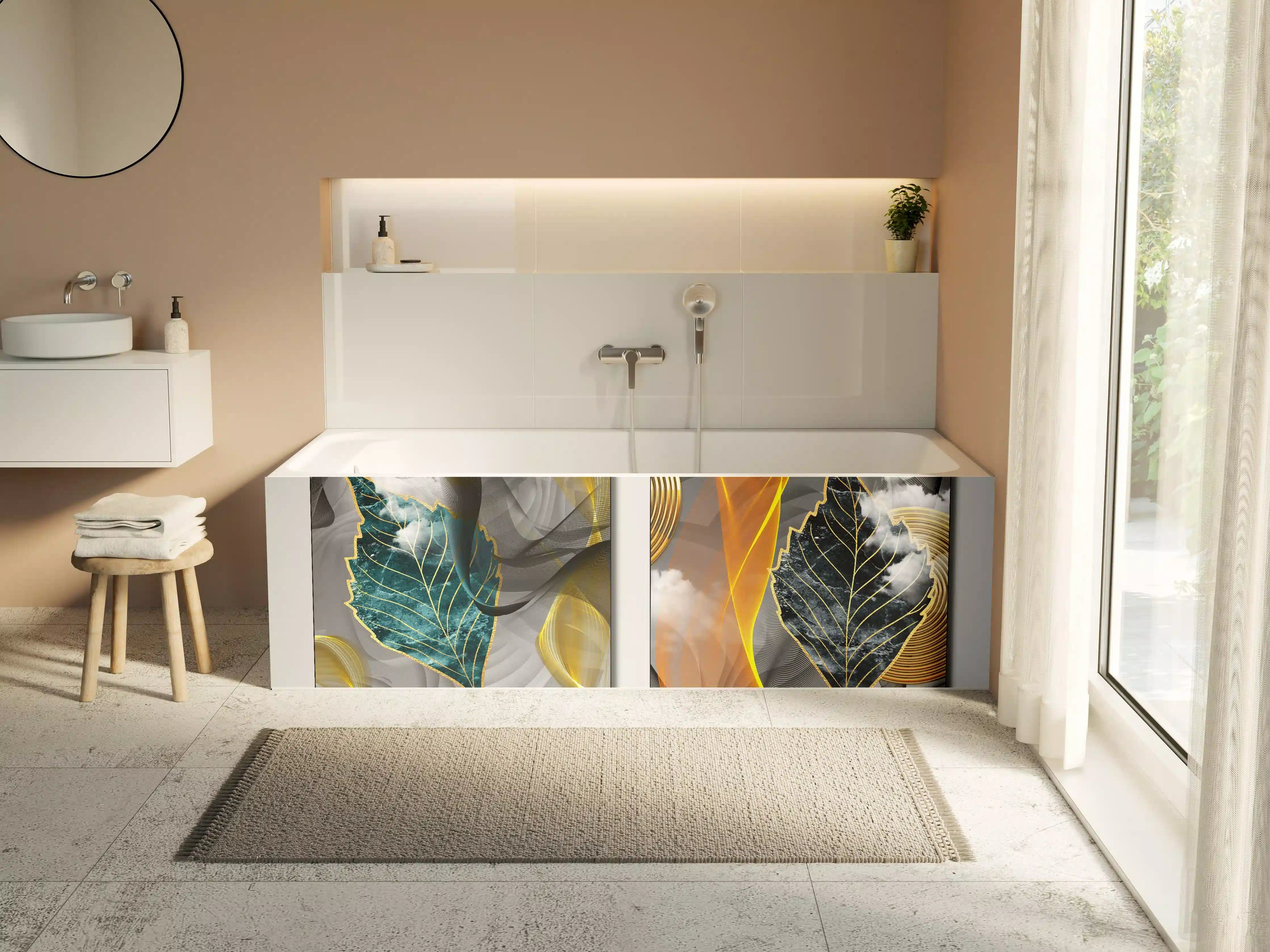 Badewannen-Rückwand - Abstraktes 3D Design