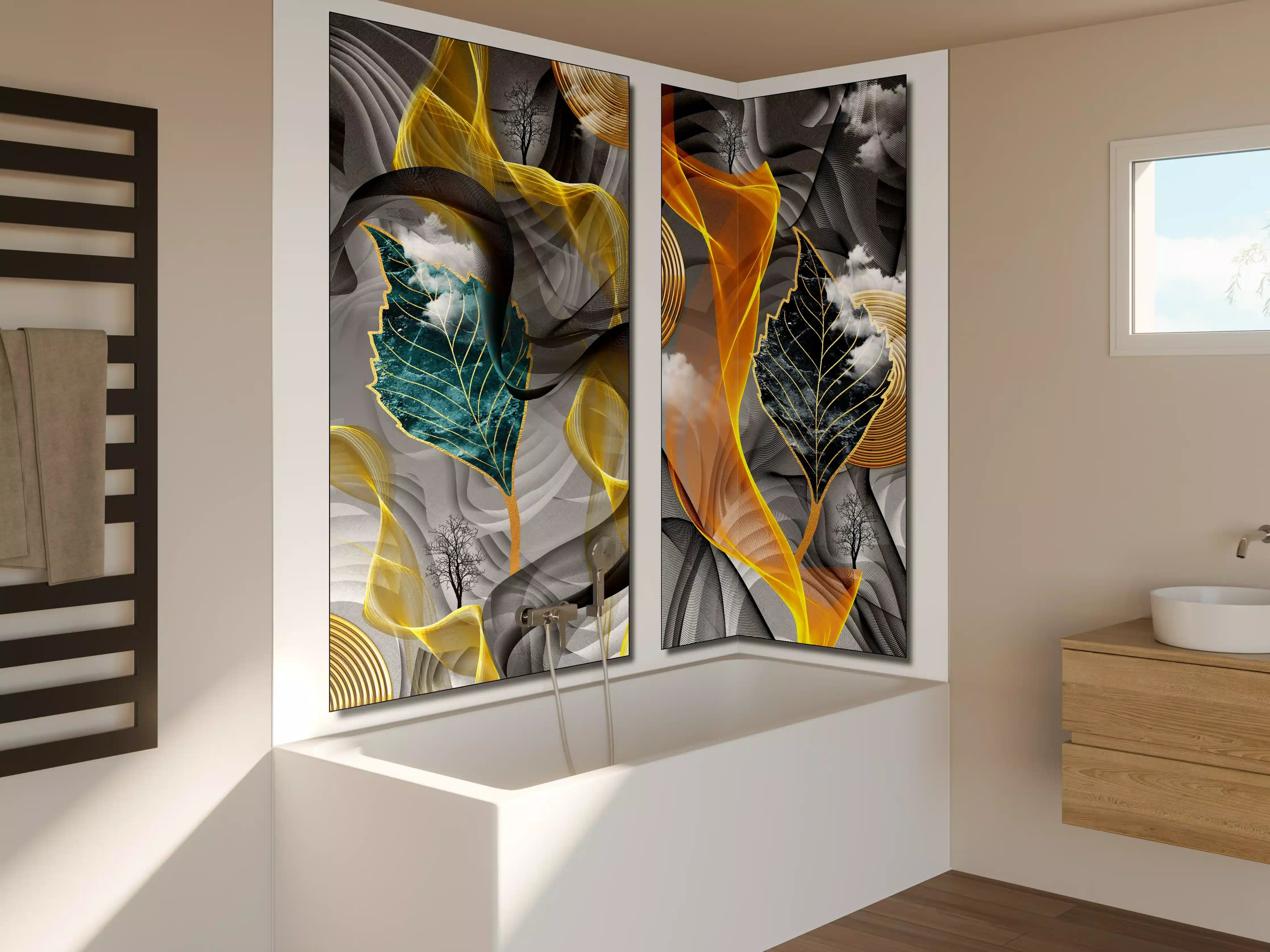 Badewannen-Rückwand - Abstraktes 3D Design