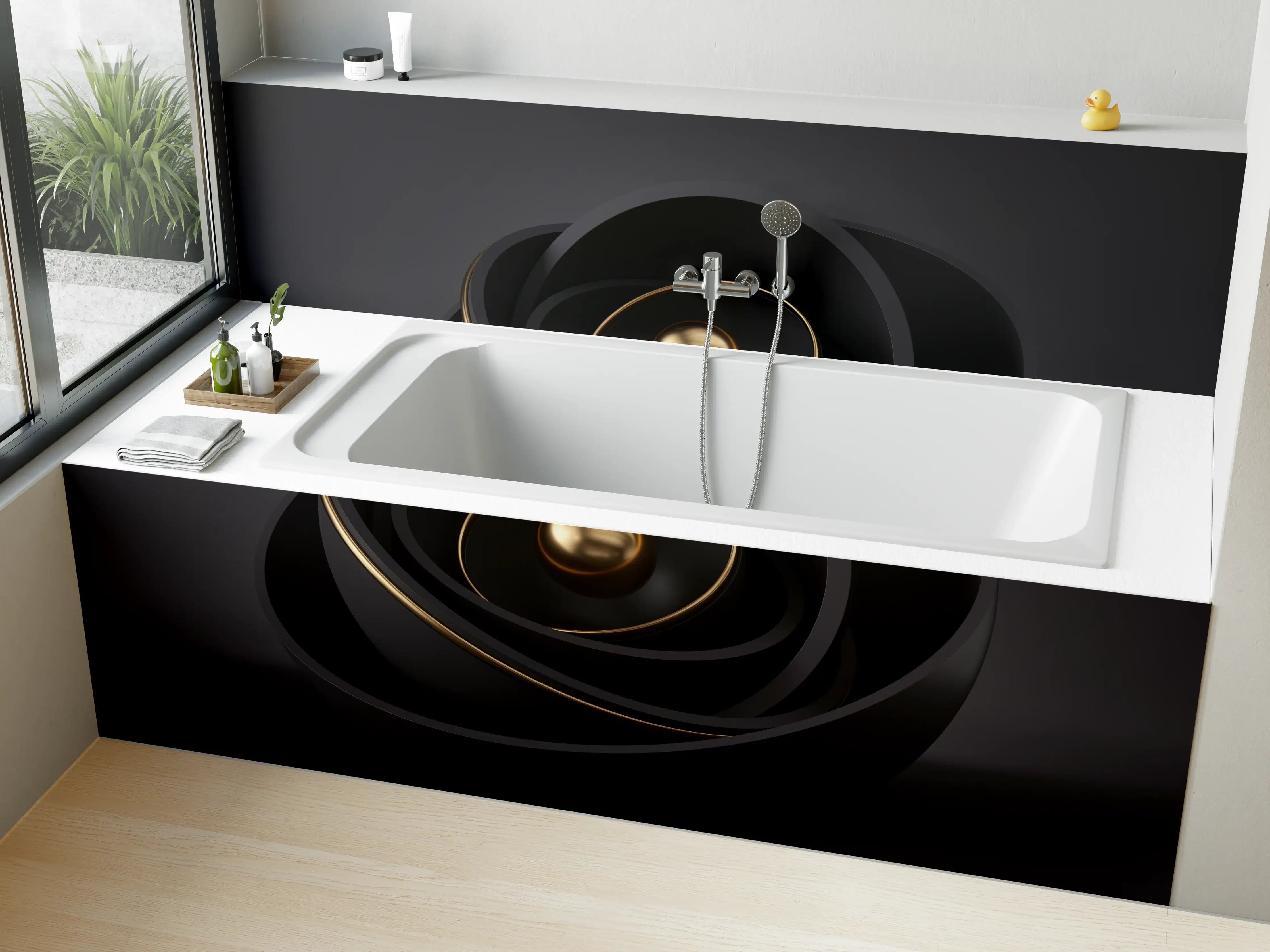 Badewannen-Rückwand - Abstraktes 3D-Design einer Muschel