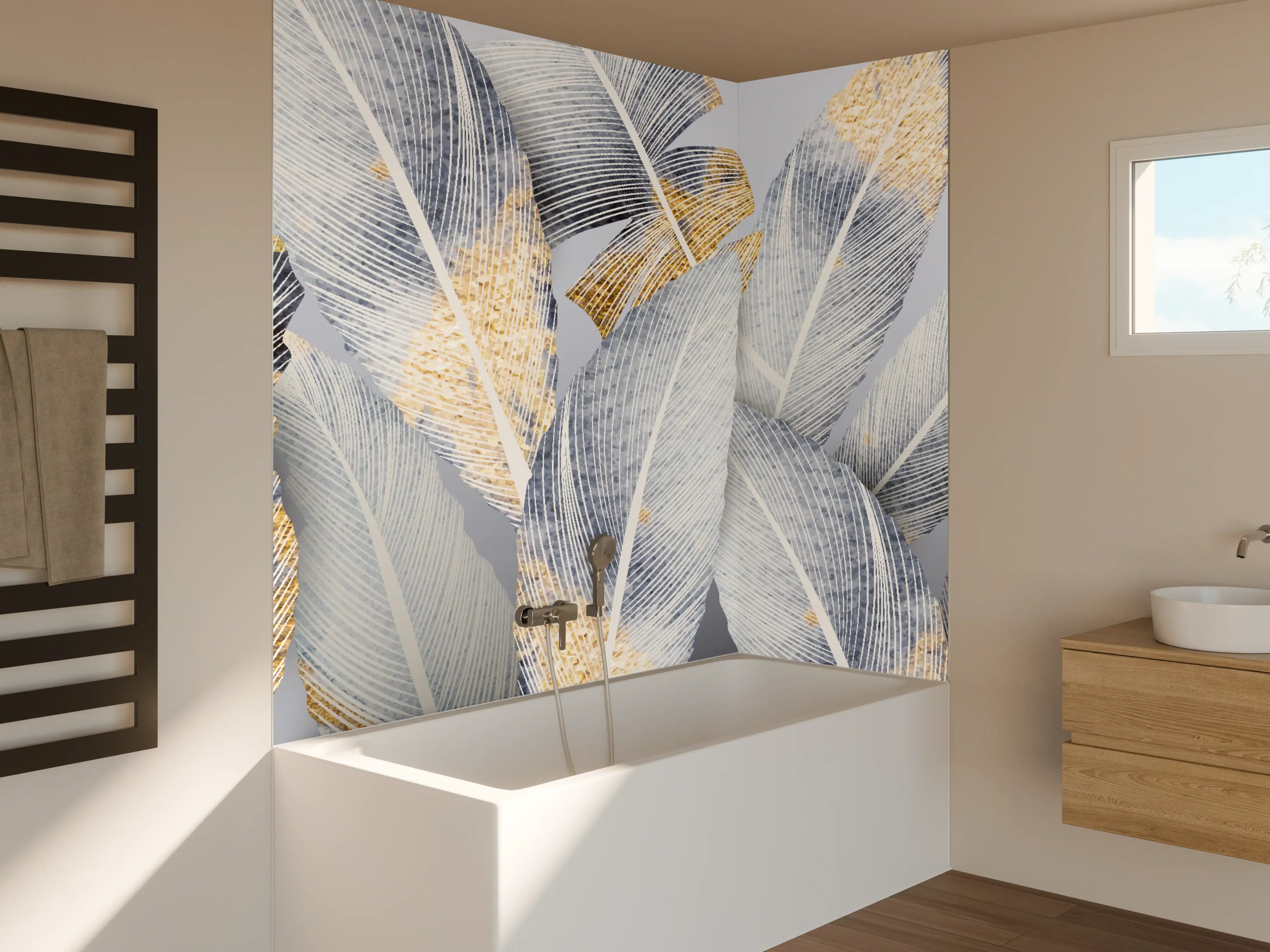 Badewannen-Rückwand - Abstraktes Blattgold-Design
